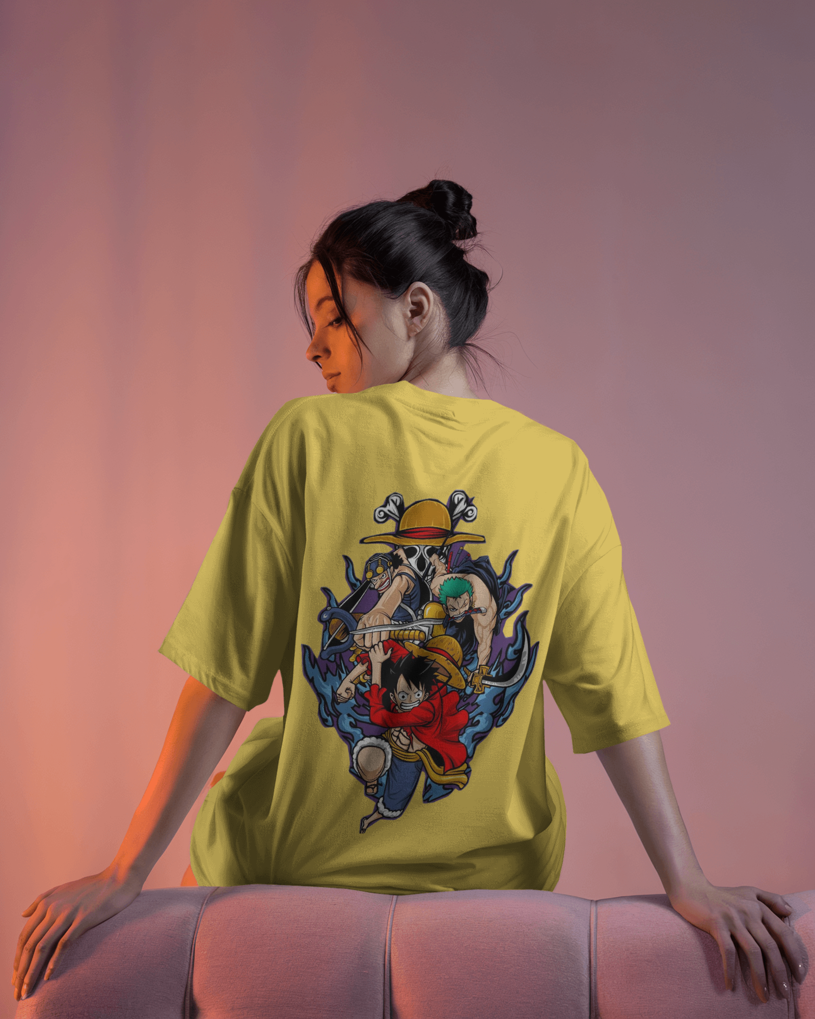 One Piece Inspired Graphic Anime Ladies Oversized Classic T-shirt | Teeyatra