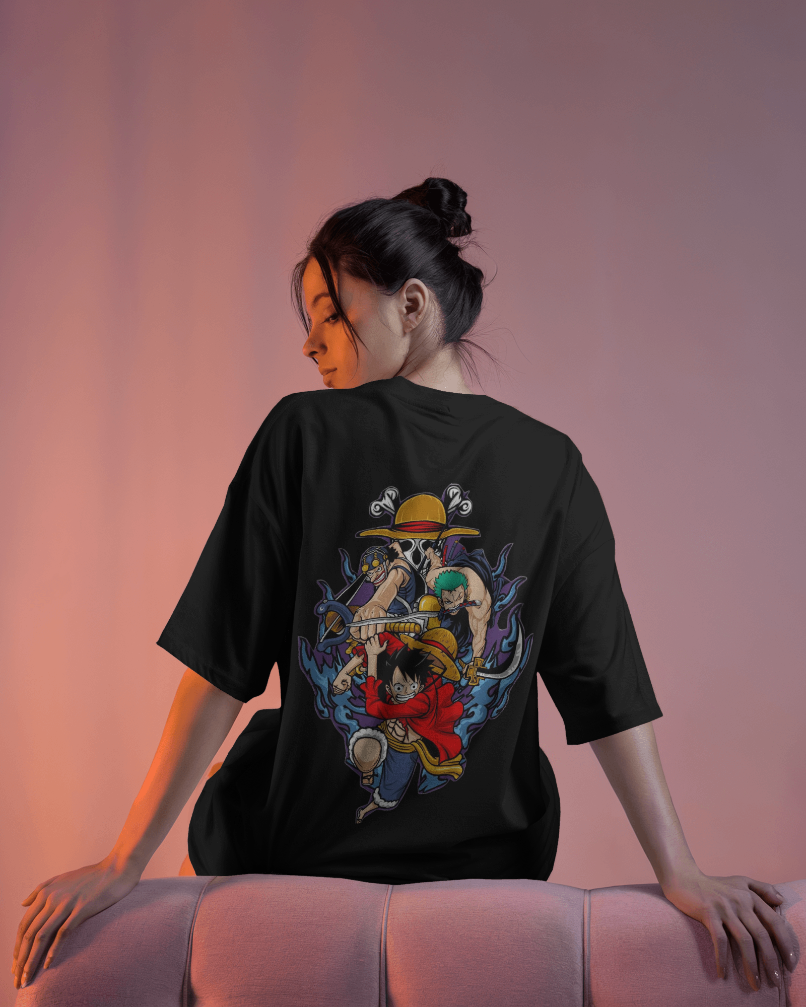 One Piece Inspired Graphic Anime Ladies Oversized Classic T-shirt | Teeyatra