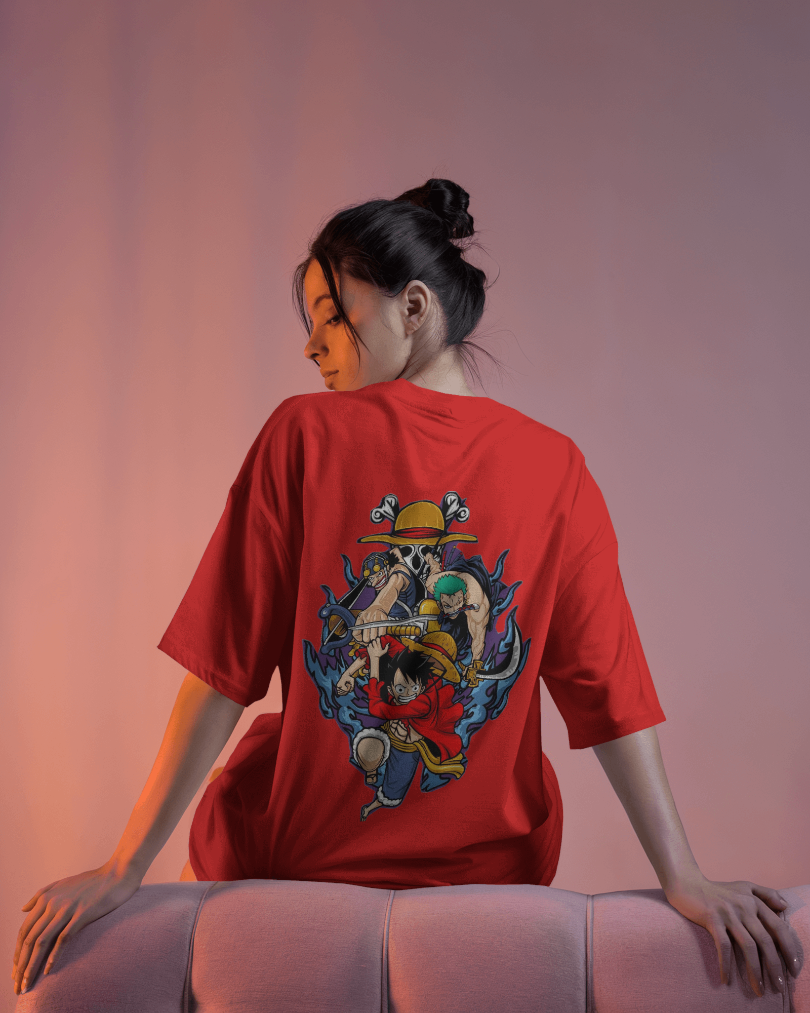 One Piece Inspired Graphic Anime Ladies Oversized Classic T-shirt | Teeyatra