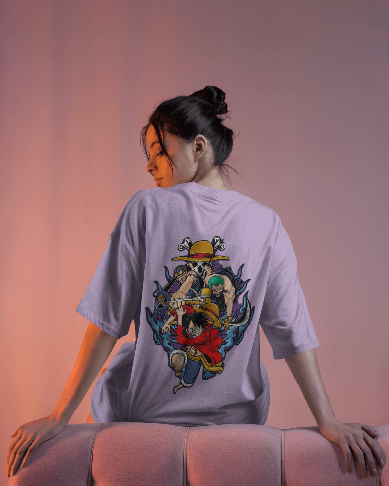 One Piece Inspired Graphic Anime Ladies Oversized Classic T-shirt | Teeyatra