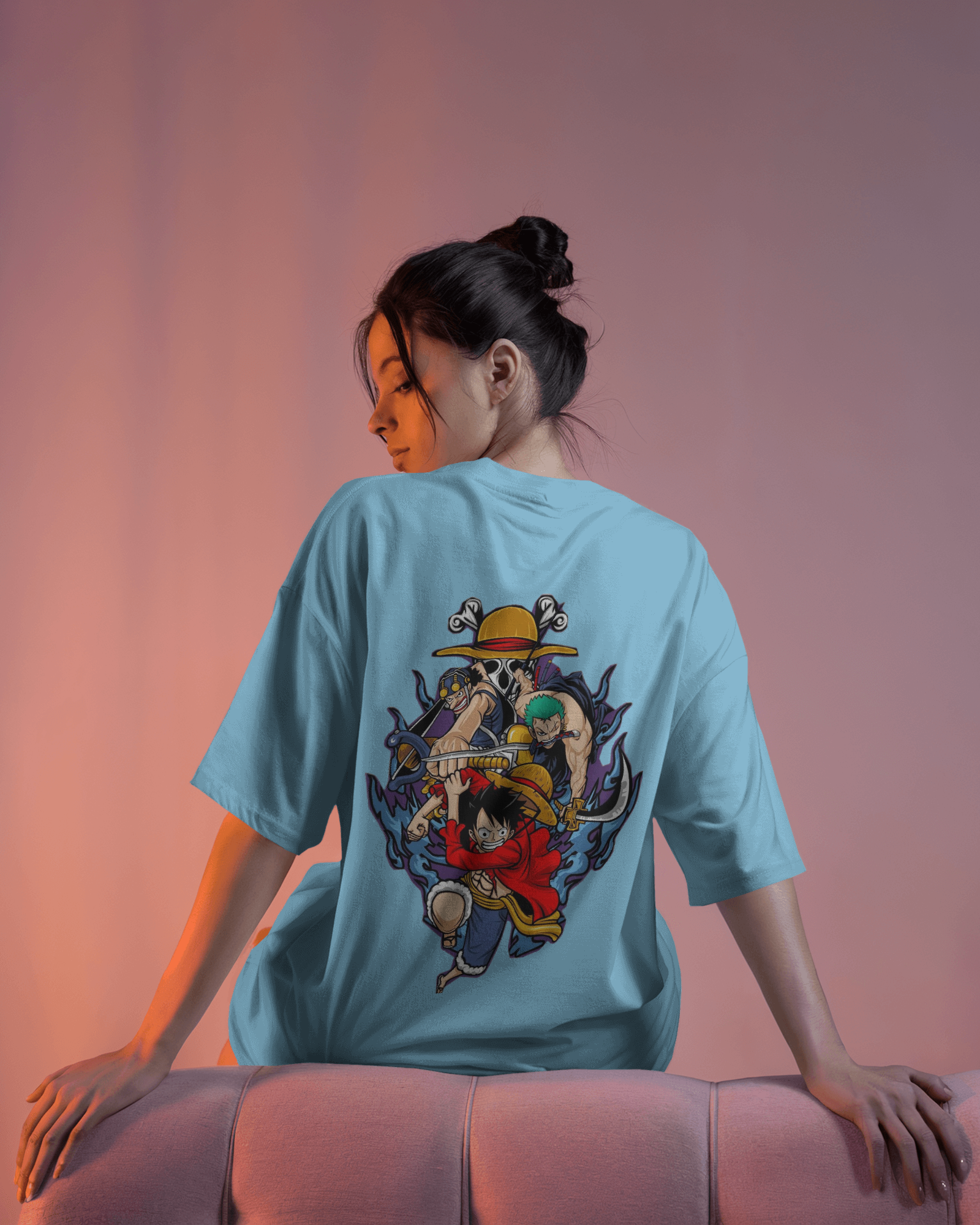 One Piece Inspired Graphic Anime Ladies Oversized Classic T-shirt | Teeyatra
