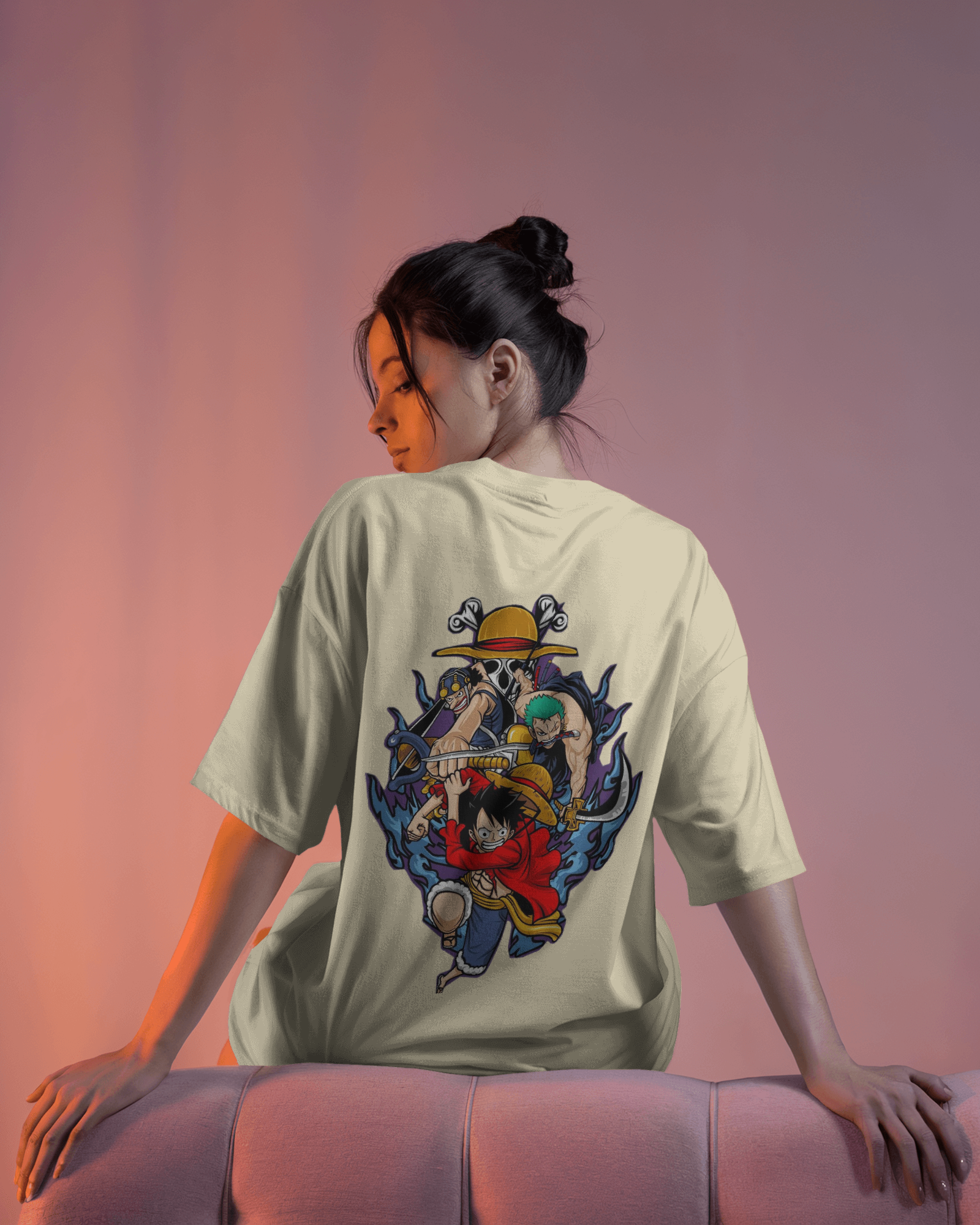 One Piece Inspired Graphic Anime Ladies Oversized Classic T-shirt | Teeyatra
