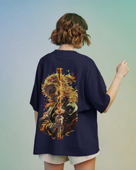 Rengoku Flame Ladies Oversized Classic T-shirt | Demon Slayer | Teeyatra | Anime