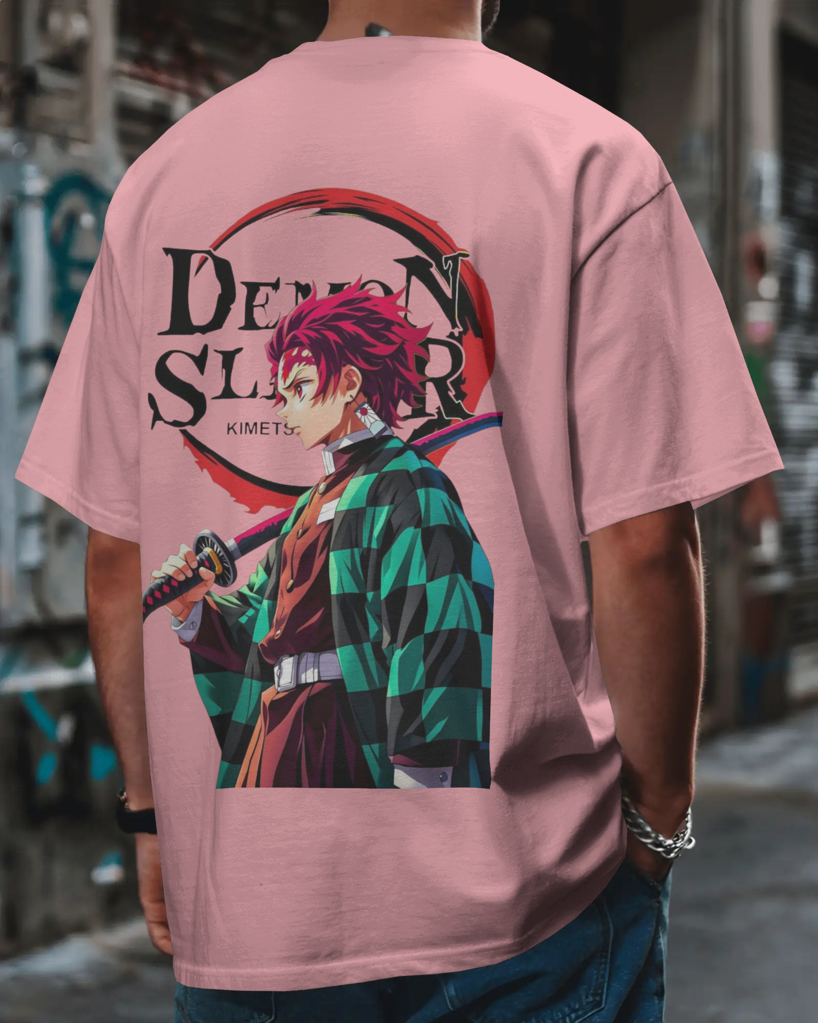 Tanjiro Kamado Men's Terry Oversized Tee | Demon Slayer  | Teeyatra | Anime