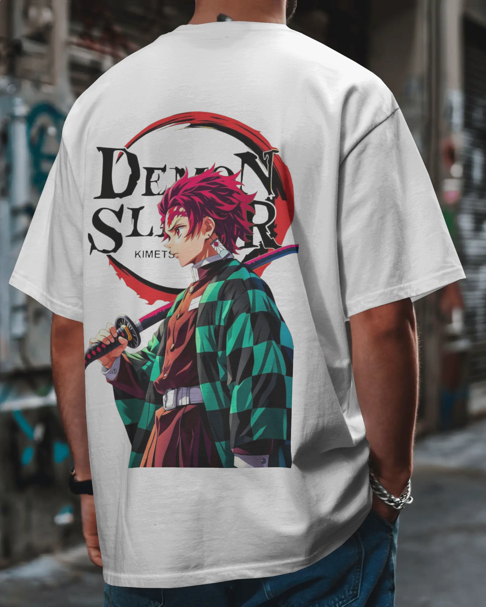 Tanjiro Kamado Men's Terry Oversized Tee | Demon Slayer  | Teeyatra | Anime