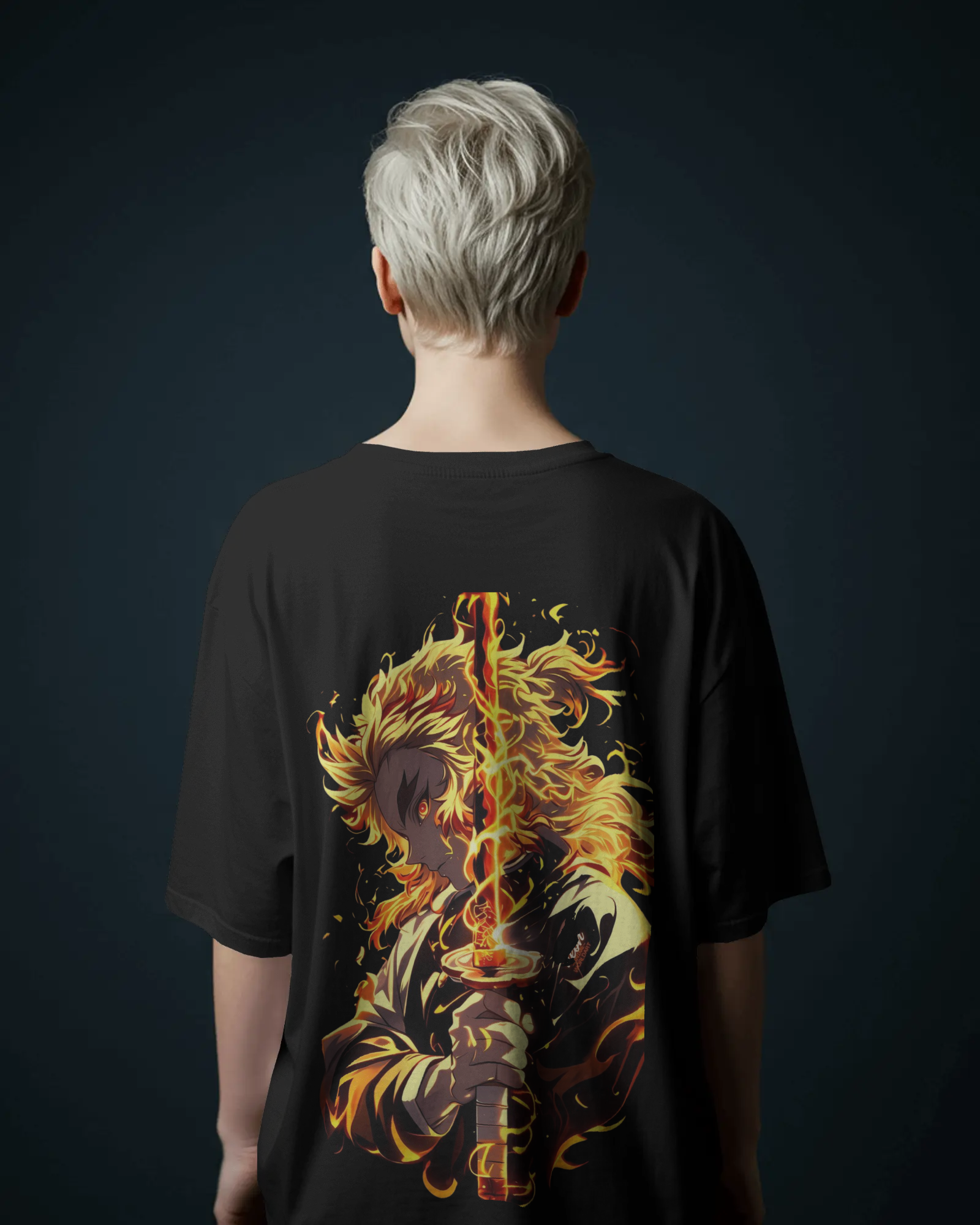 Rengoku Flame Ladies Oversized Classic T-shirt | Demon Slayer | Teeyatra | Anime