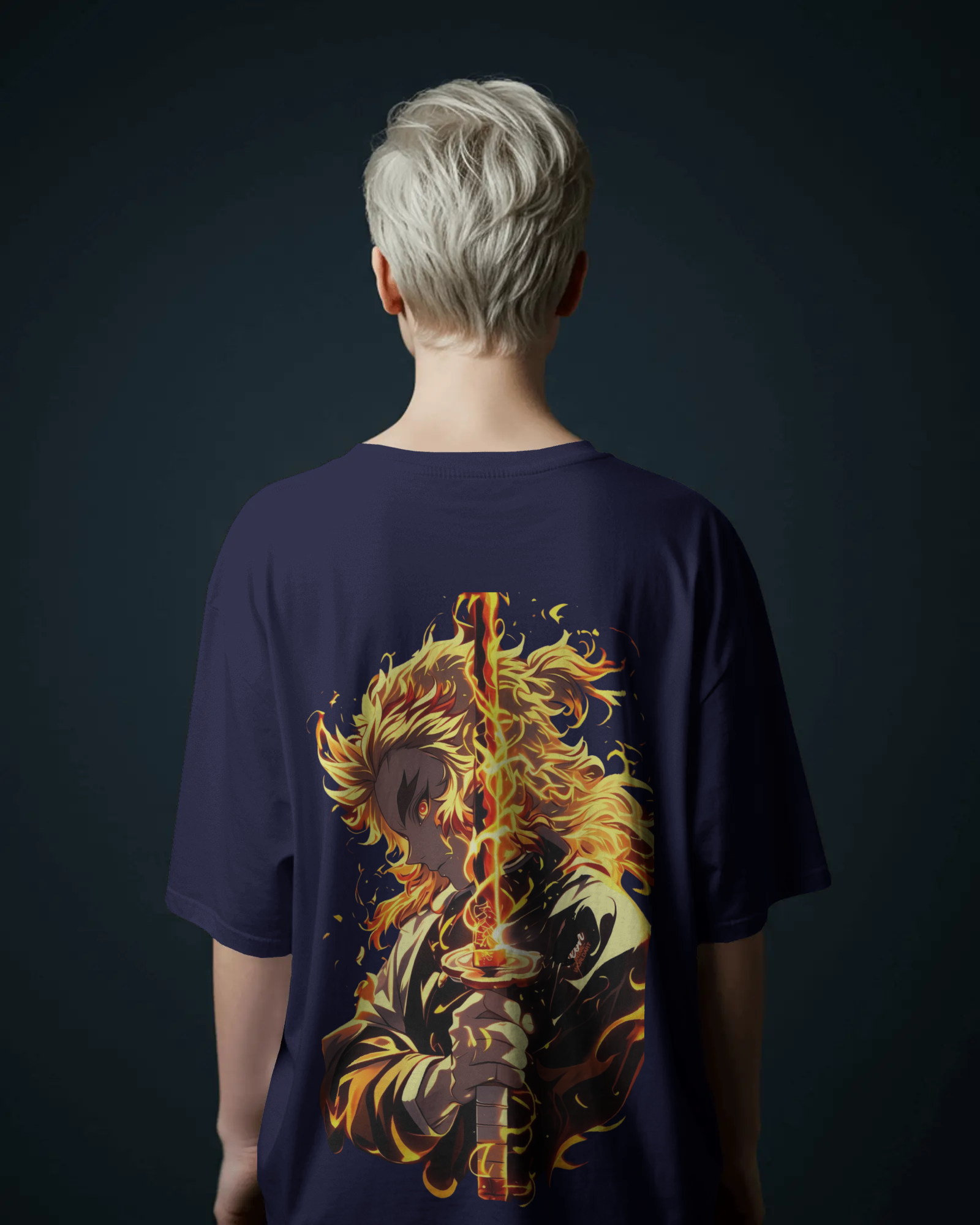 Rengoku Flame Ladies Oversized Classic T-shirt | Demon Slayer | Teeyatra | Anime