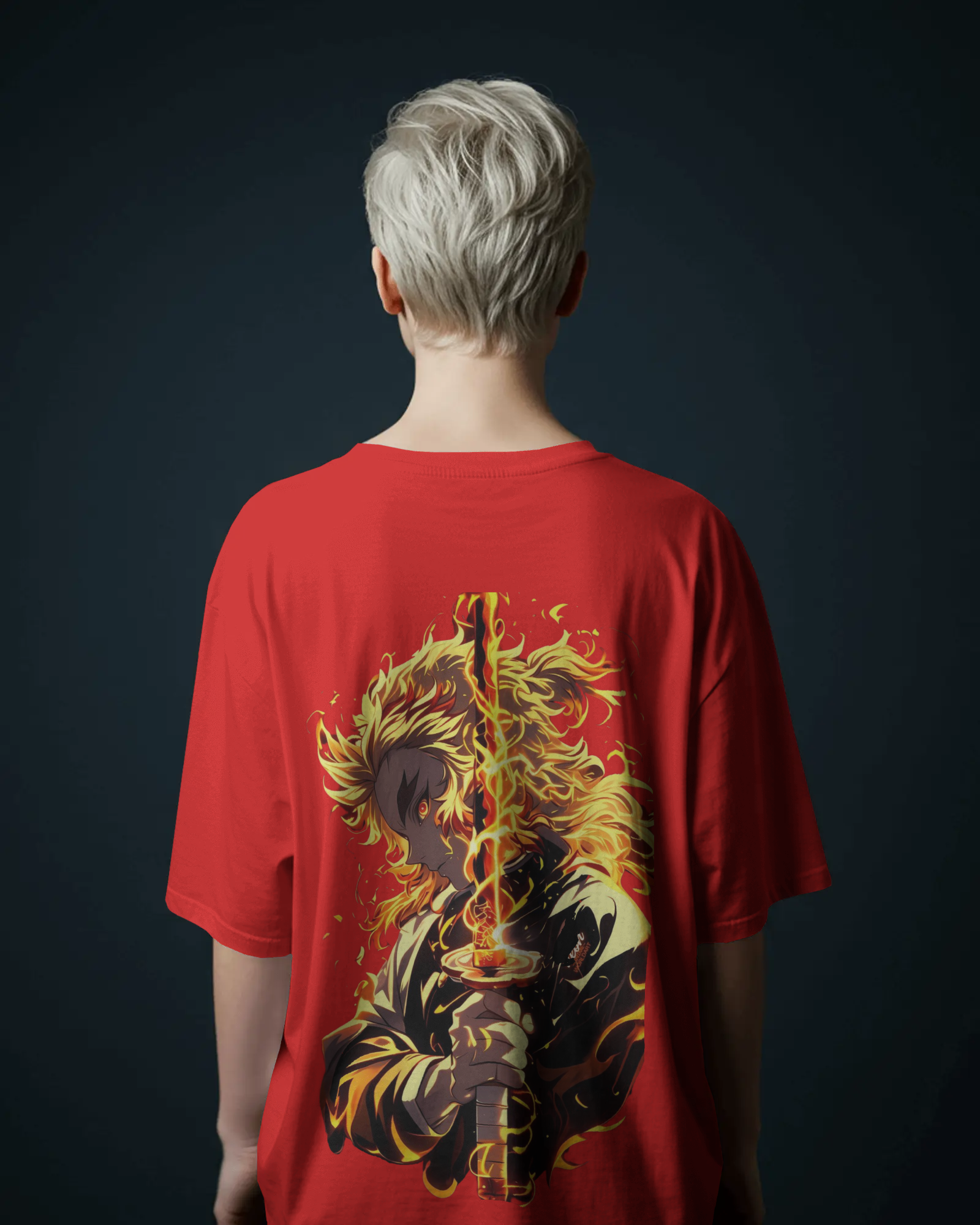 Rengoku Flame Ladies Oversized Classic T-shirt | Demon Slayer | Teeyatra | Anime