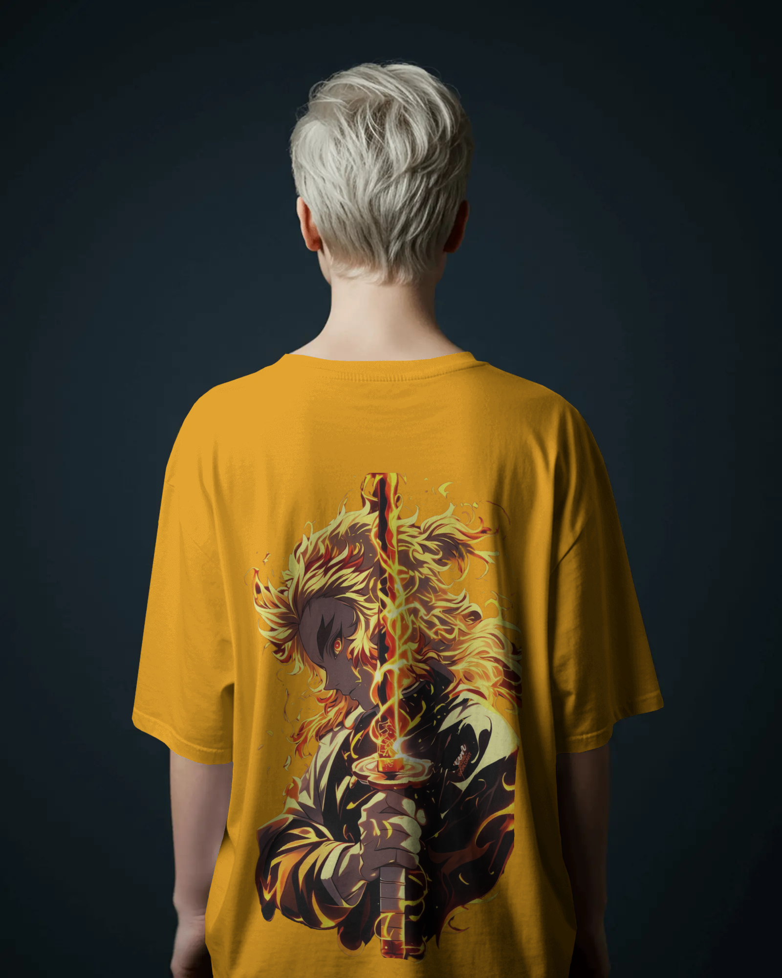 Rengoku Flame Ladies Oversized Classic T-shirt | Demon Slayer | Teeyatra | Anime