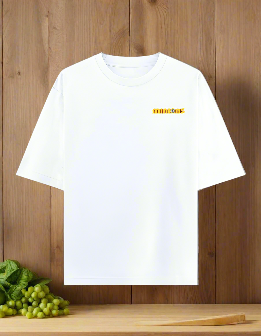 Funny Minions Cartoon Character Print Ladies Oversized Classic T-shirt | Teeyatra