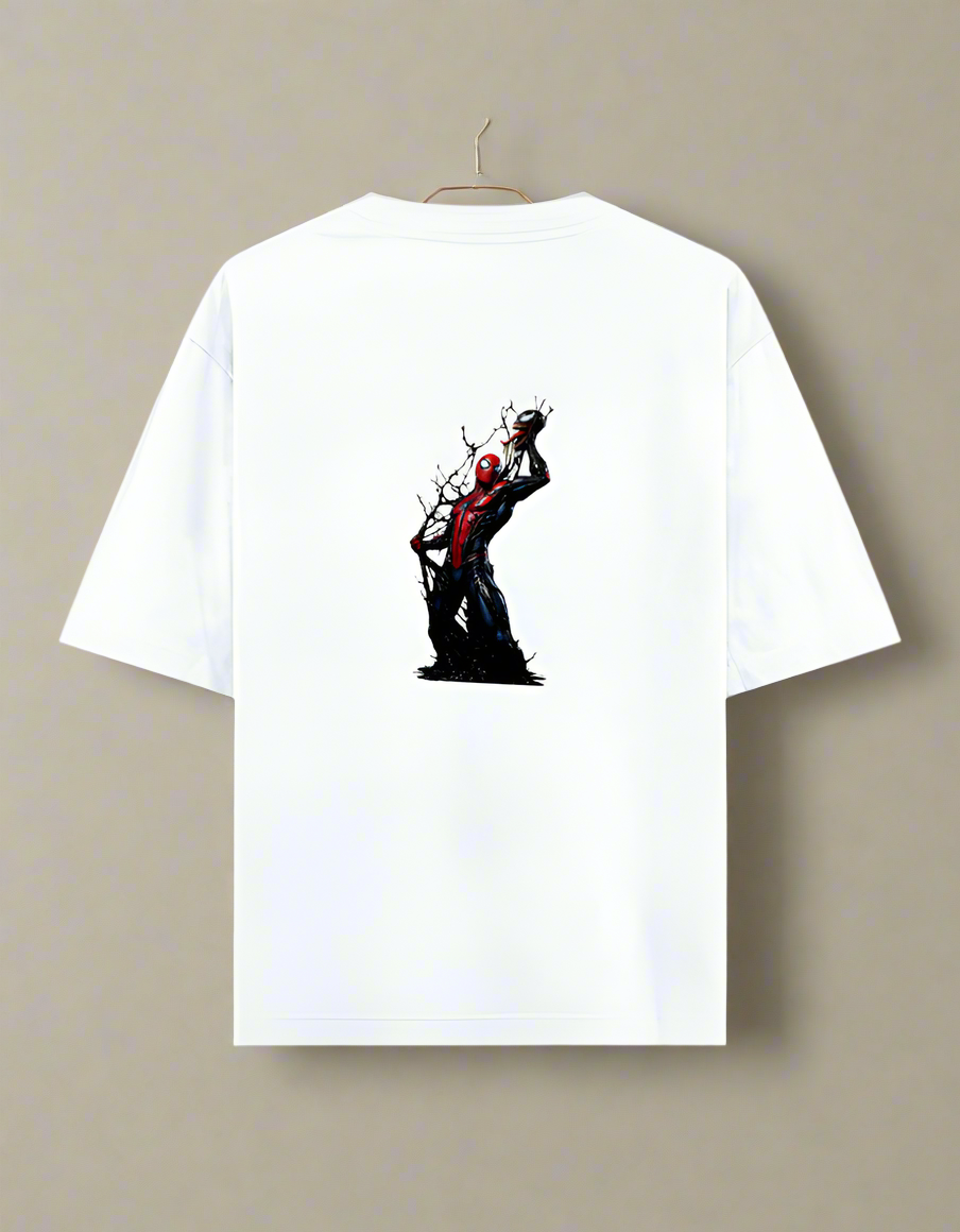 Men's Marvel Comic Book Symbiote Back Print Unisex Oversized Classic T-shirt | Teeyatra