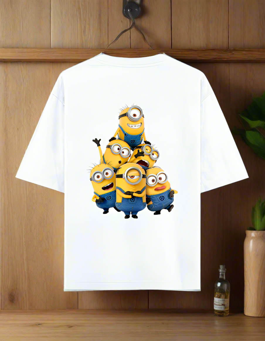 Funny Minions Cartoon Character Print Ladies Oversized Classic T-shirt | Teeyatra