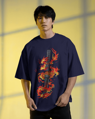 Rengoku Flame Men's Oversized Classic T-shirt | Demon Slayer | Teeyatra | Anime