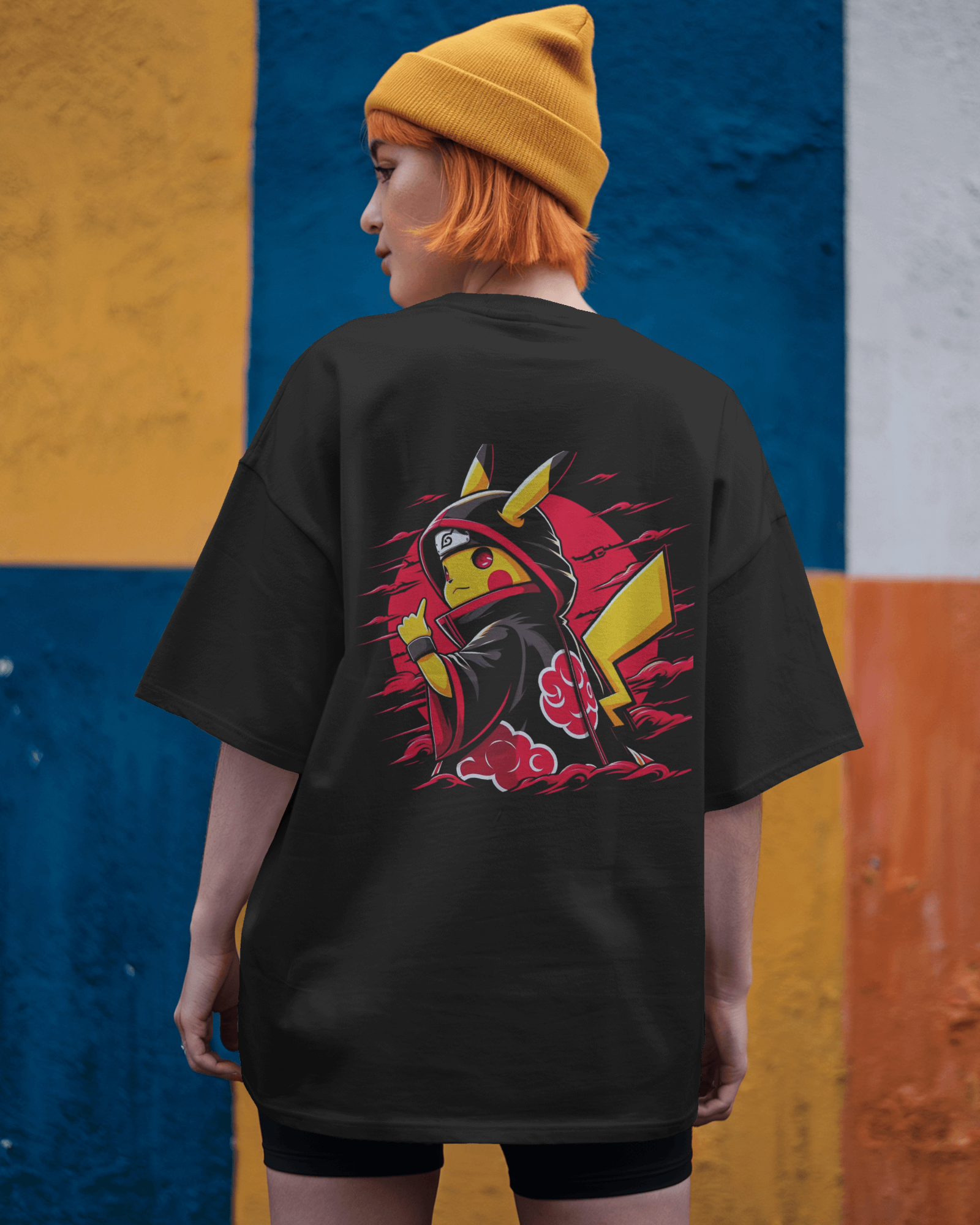 Naruto X Pokémon Crossover Ladies Oversized Classic T-shirt | Teeyatra | Anime