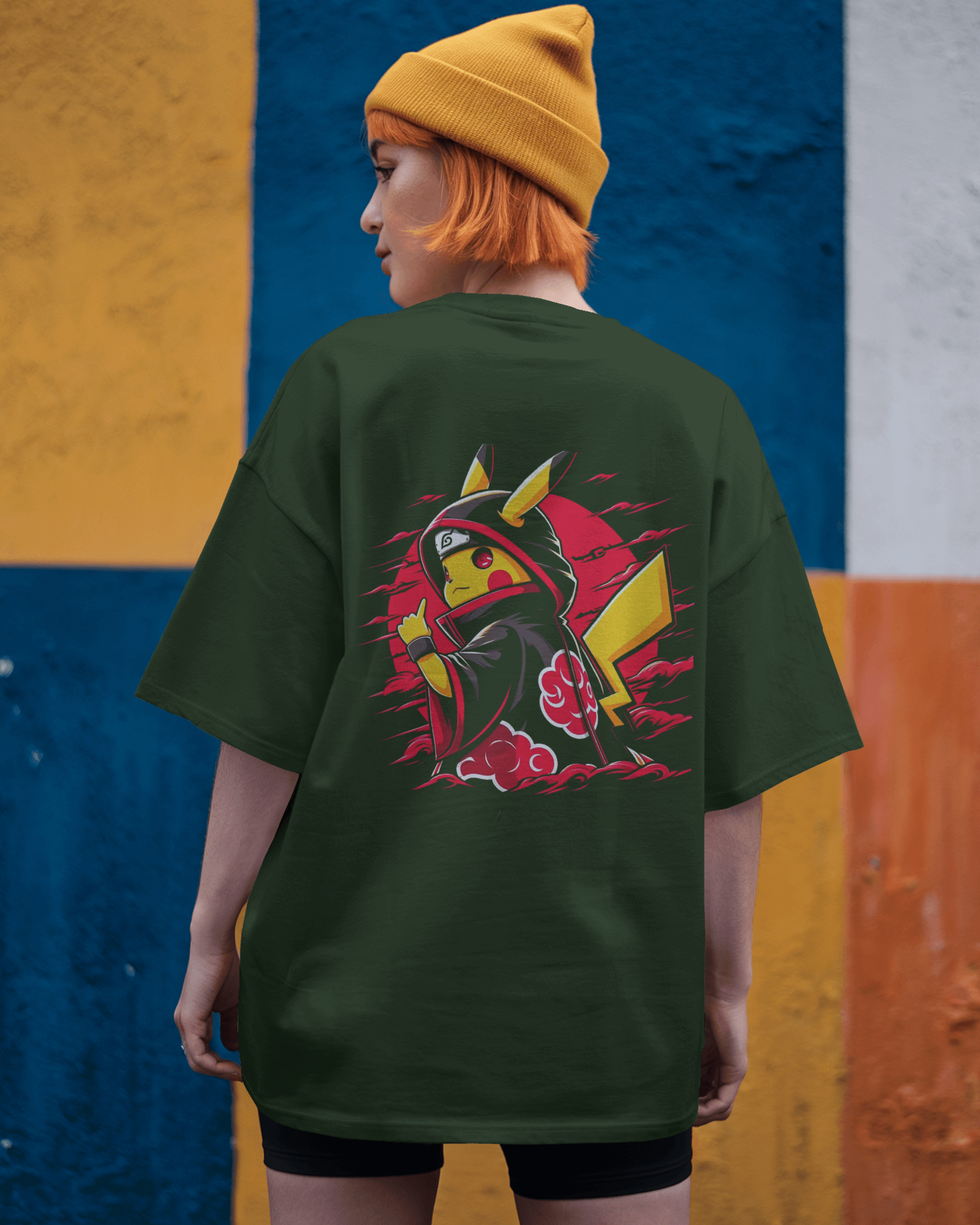 Naruto X Pokémon Crossover Ladies Oversized Classic T-shirt | Teeyatra | Anime