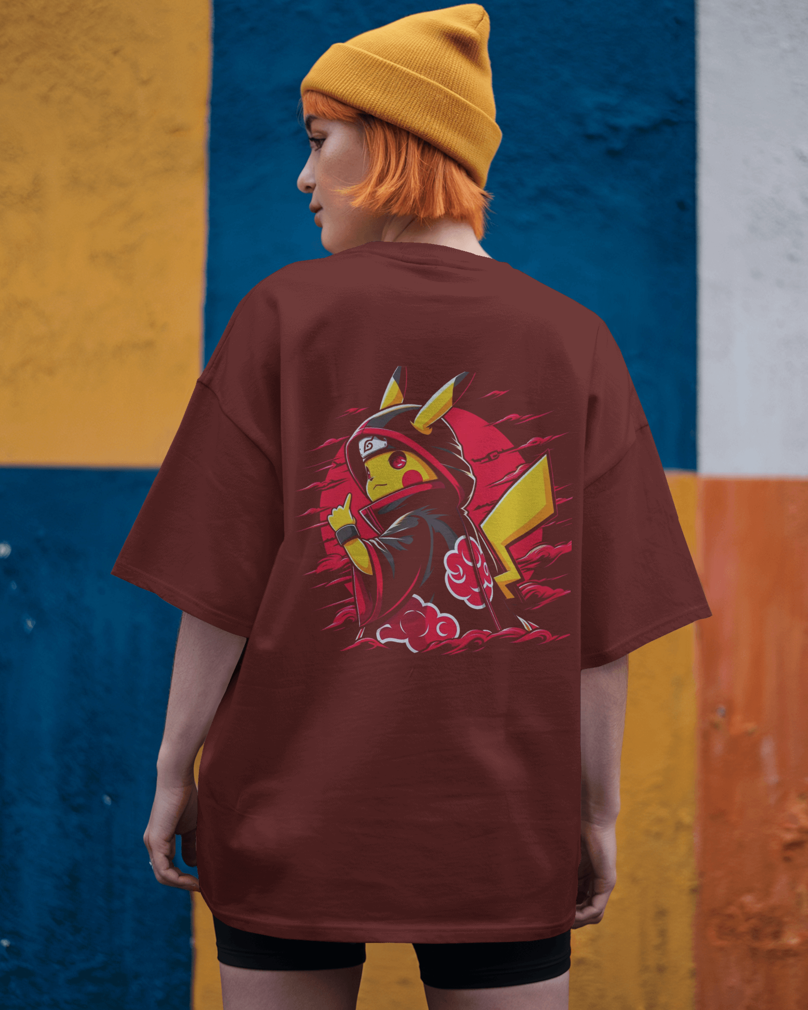 Naruto X Pokémon Crossover Ladies Oversized Classic T-shirt | Teeyatra | Anime