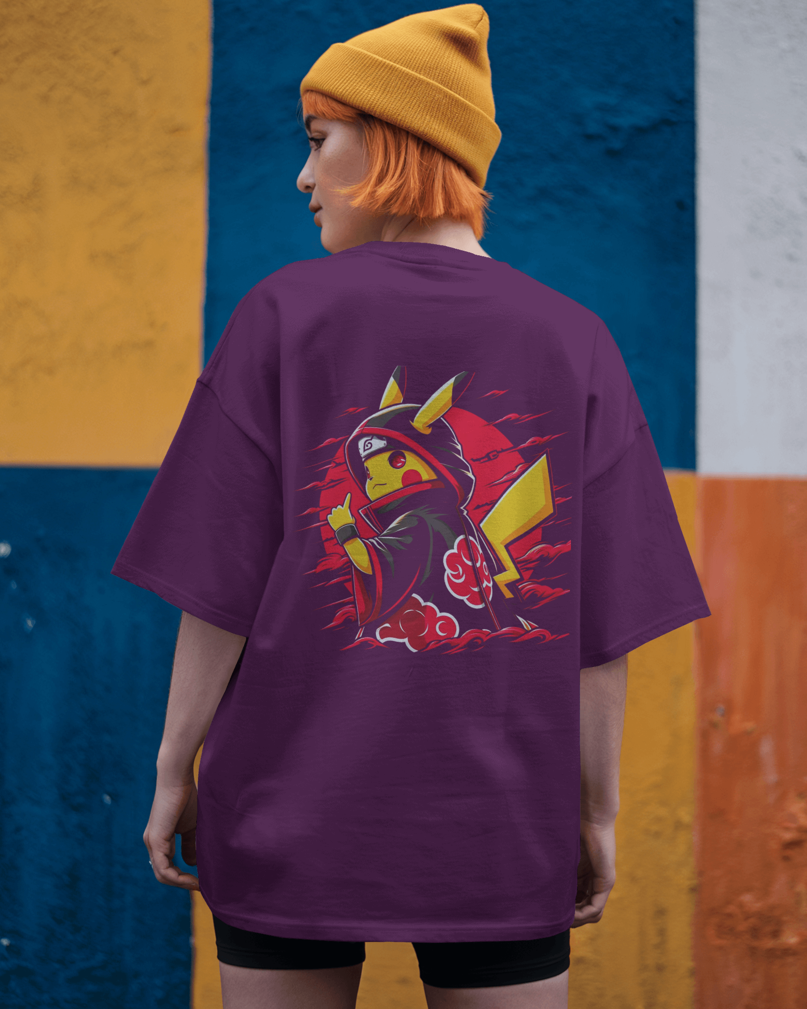 Naruto X Pokémon Crossover Ladies Oversized Classic T-shirt | Teeyatra | Anime