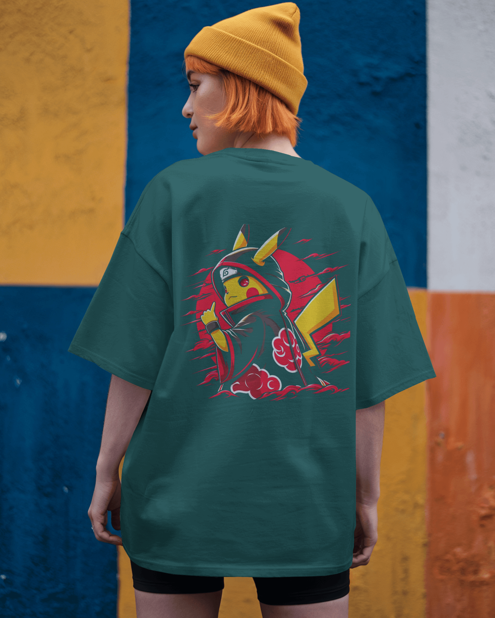 Naruto X Pokémon Crossover Ladies Oversized Classic T-shirt | Teeyatra | Anime