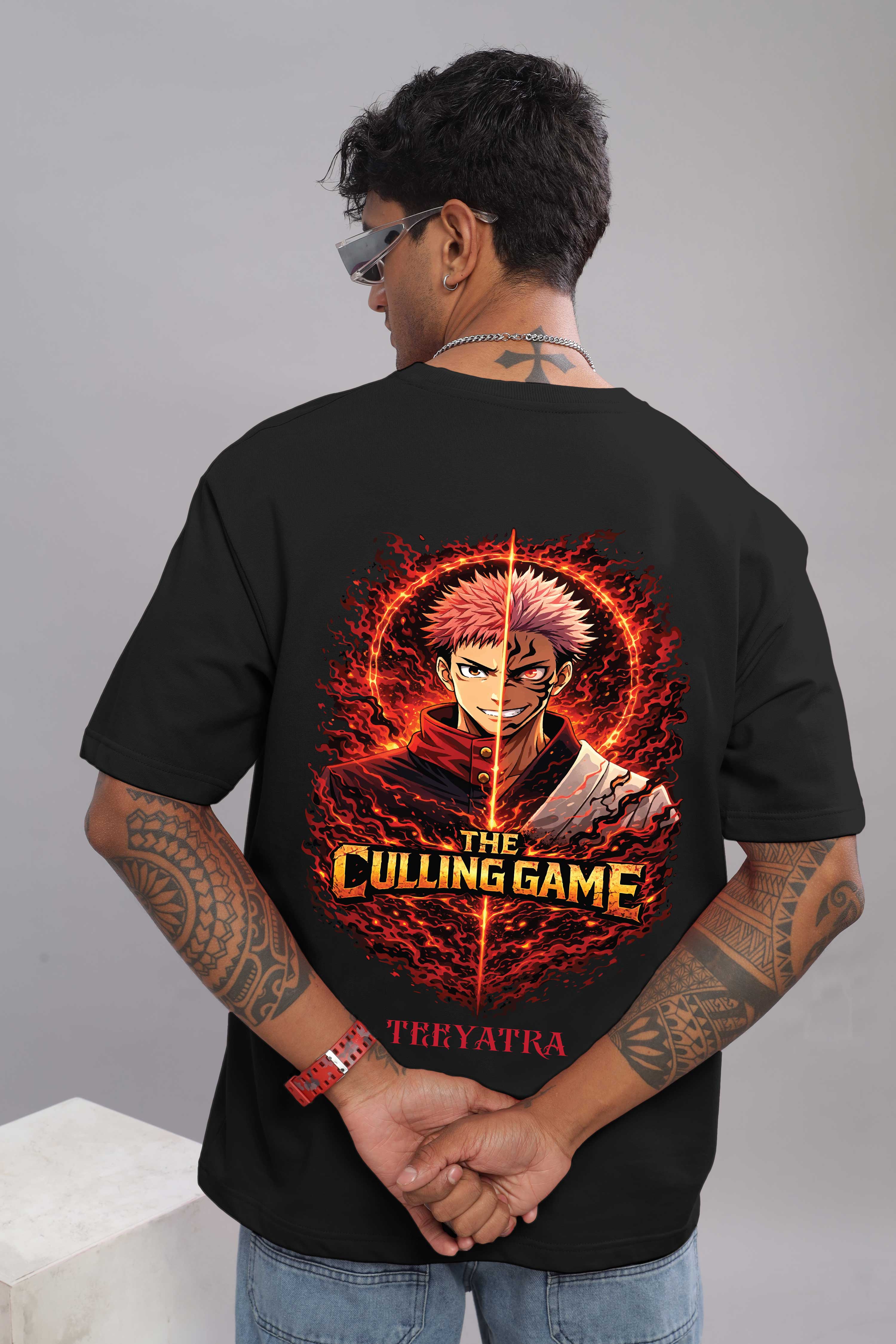 Culling Game Anime Oversized T-Shirt – 240 GSM French Terry | Premium DTF Print | Streetwear Black Tee
