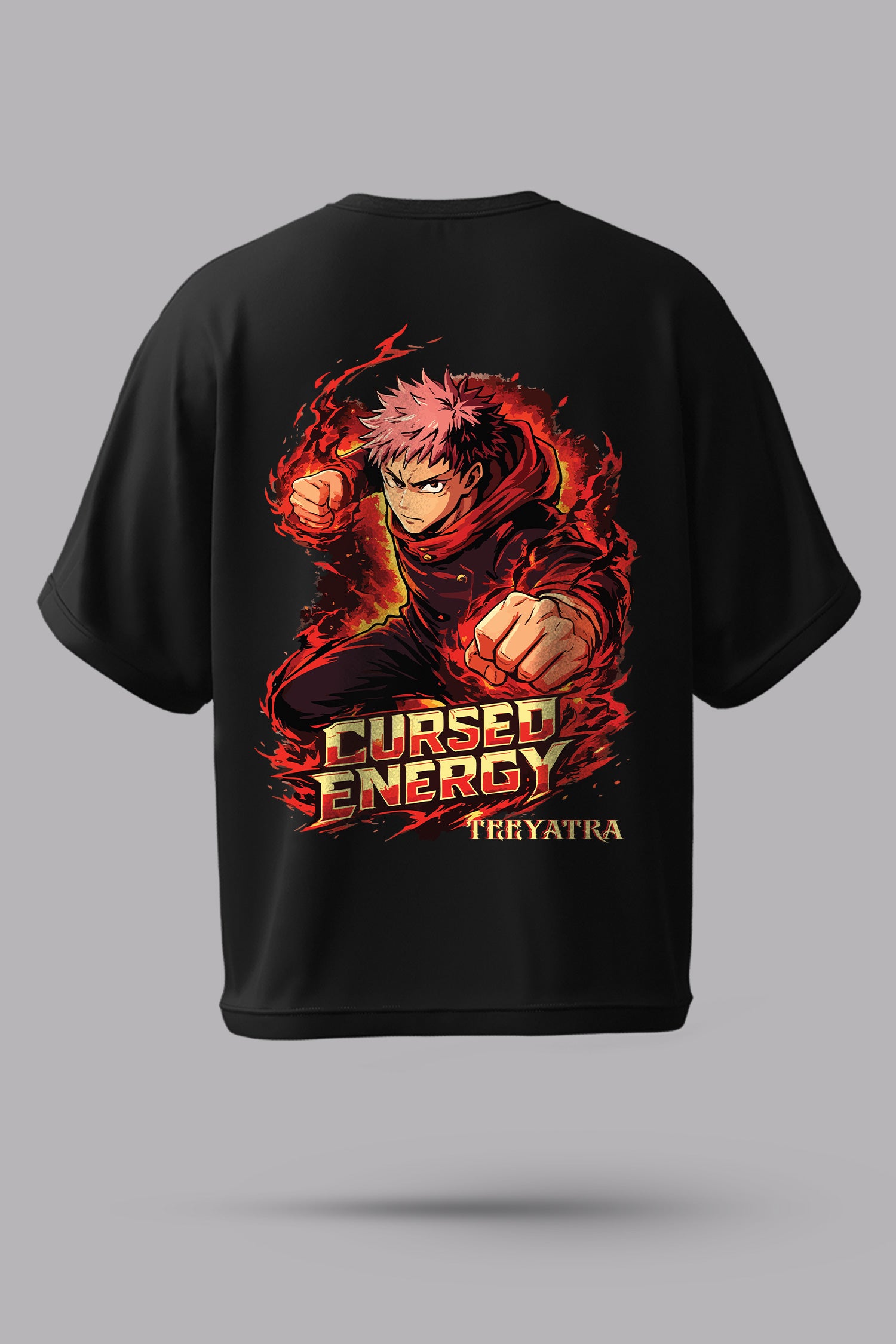 Cursed Energy Anime Oversized T-Shirt – 240 GSM French Terry | Premium DTF Back Print | Unisex Streetwear
