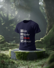 TEEYATRA Originals: Eat Sleep Anime Repeat Ladies Classic Crew T-Shirt | Teeyatra
