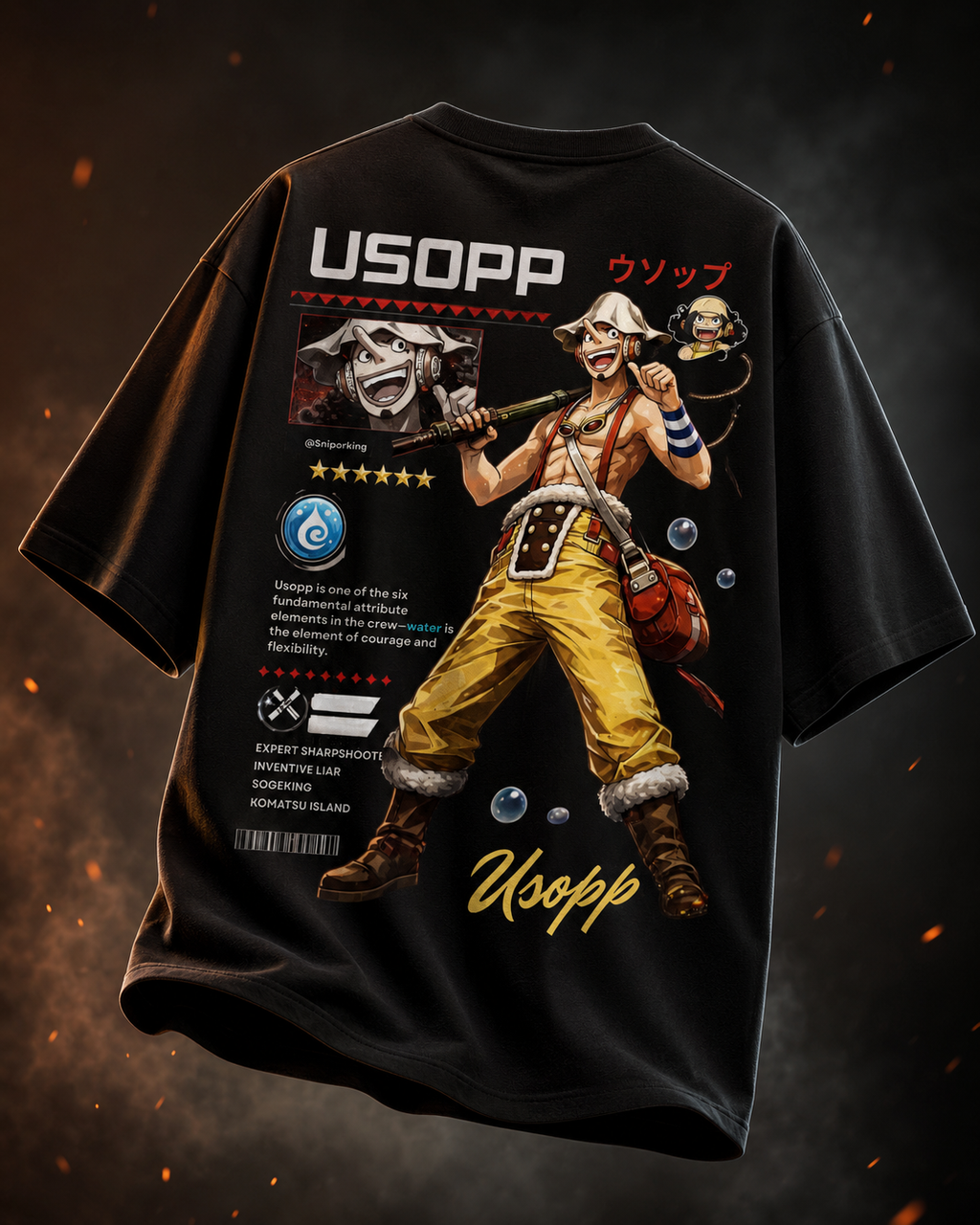 Teeyatra Usopp Sharpshooter Oversized T-Shirt