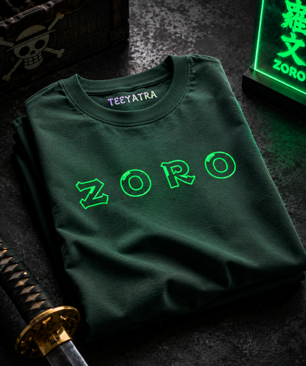 Teeyatra Zoro Neon Blade Oversized T-Shirt