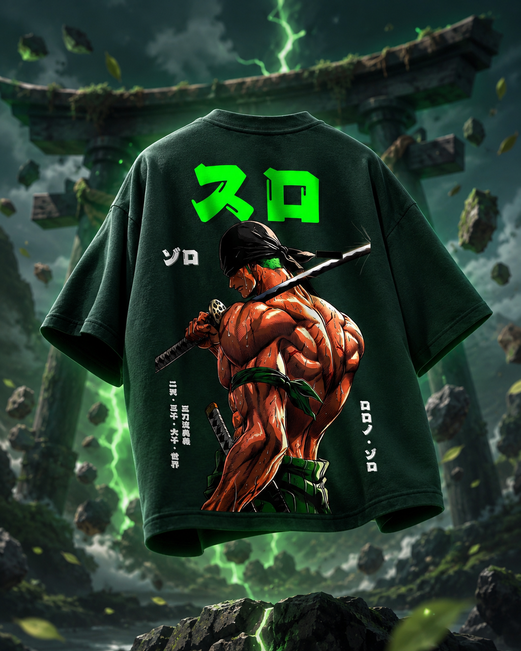 Teeyatra Zoro Neon Blade Oversized T-Shirt
