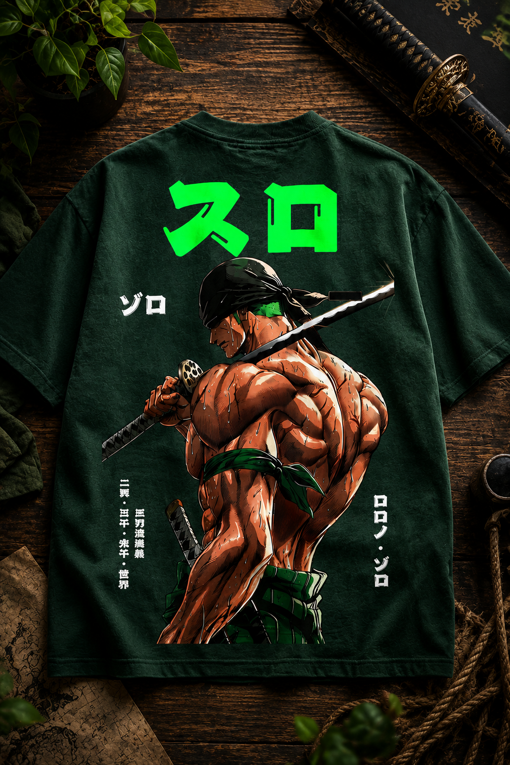 Teeyatra Zoro Neon Blade Oversized T-Shirt