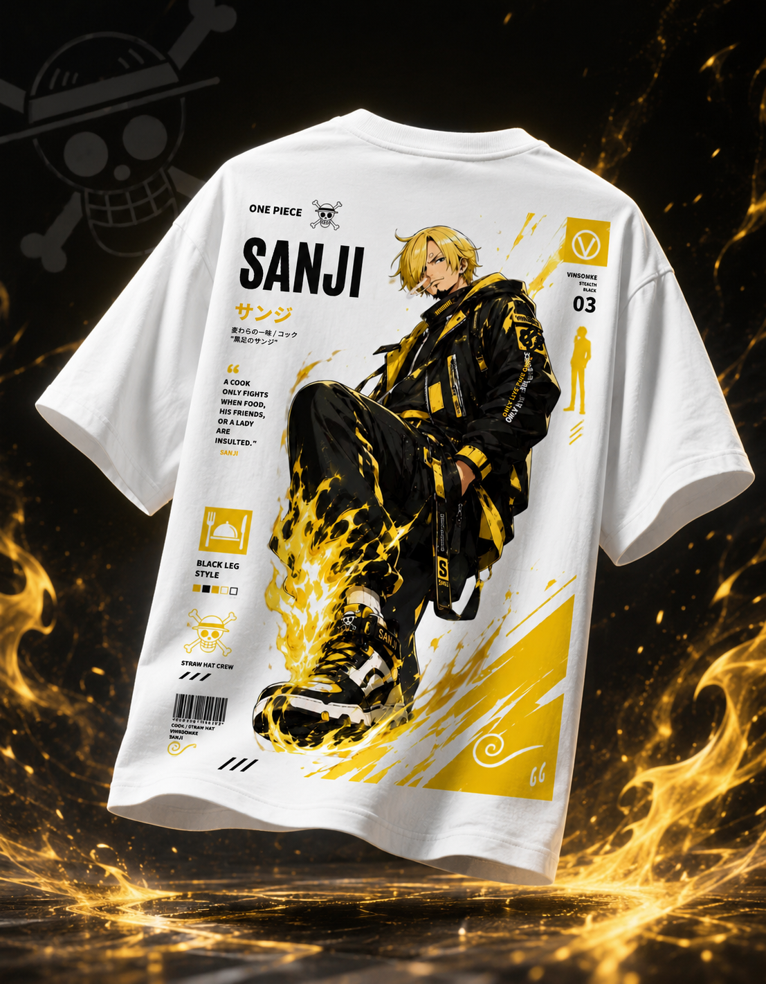 Teeyatra Sanji Black Leg Oversized T-Shirt