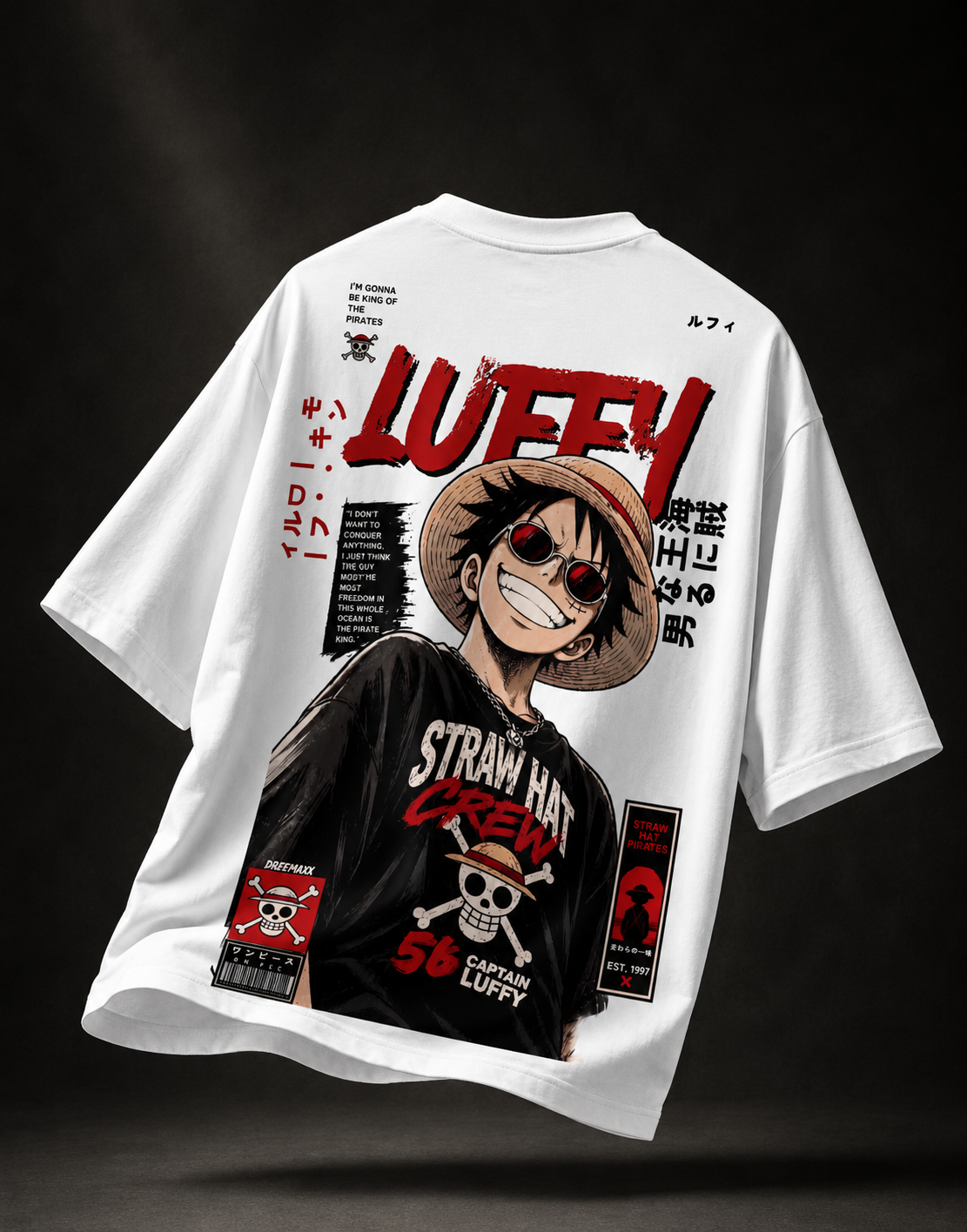 Teeyatra Luffy Pirate King Oversized T-Shirt