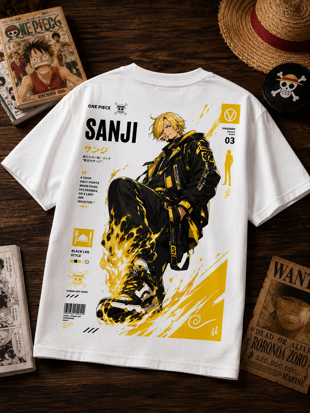 Teeyatra Sanji Black Leg Oversized T-Shirt