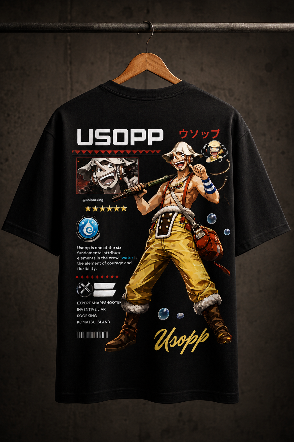 Teeyatra Usopp Sharpshooter Oversized T-Shirt