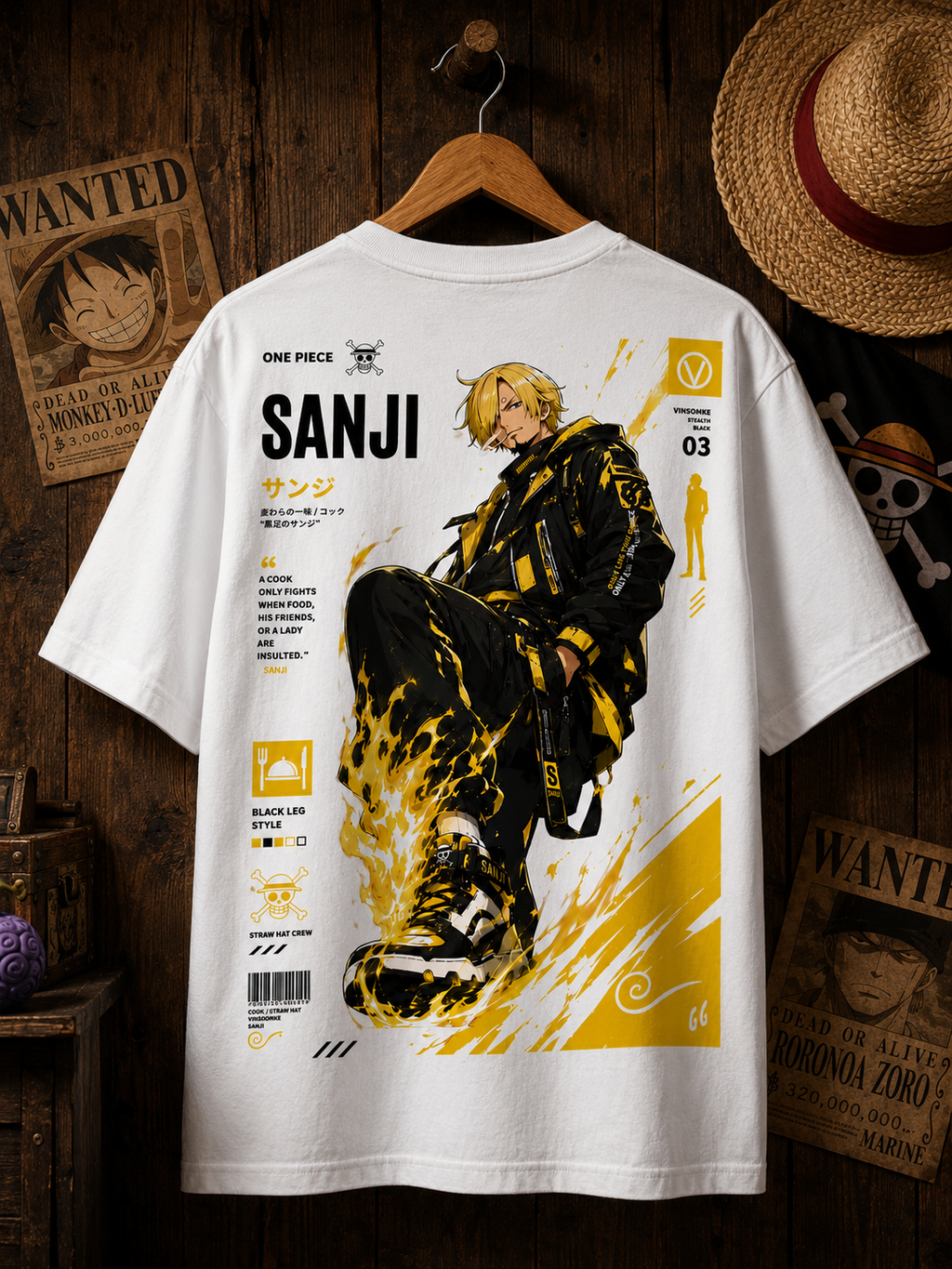 Teeyatra Sanji Black Leg Oversized T-Shirt