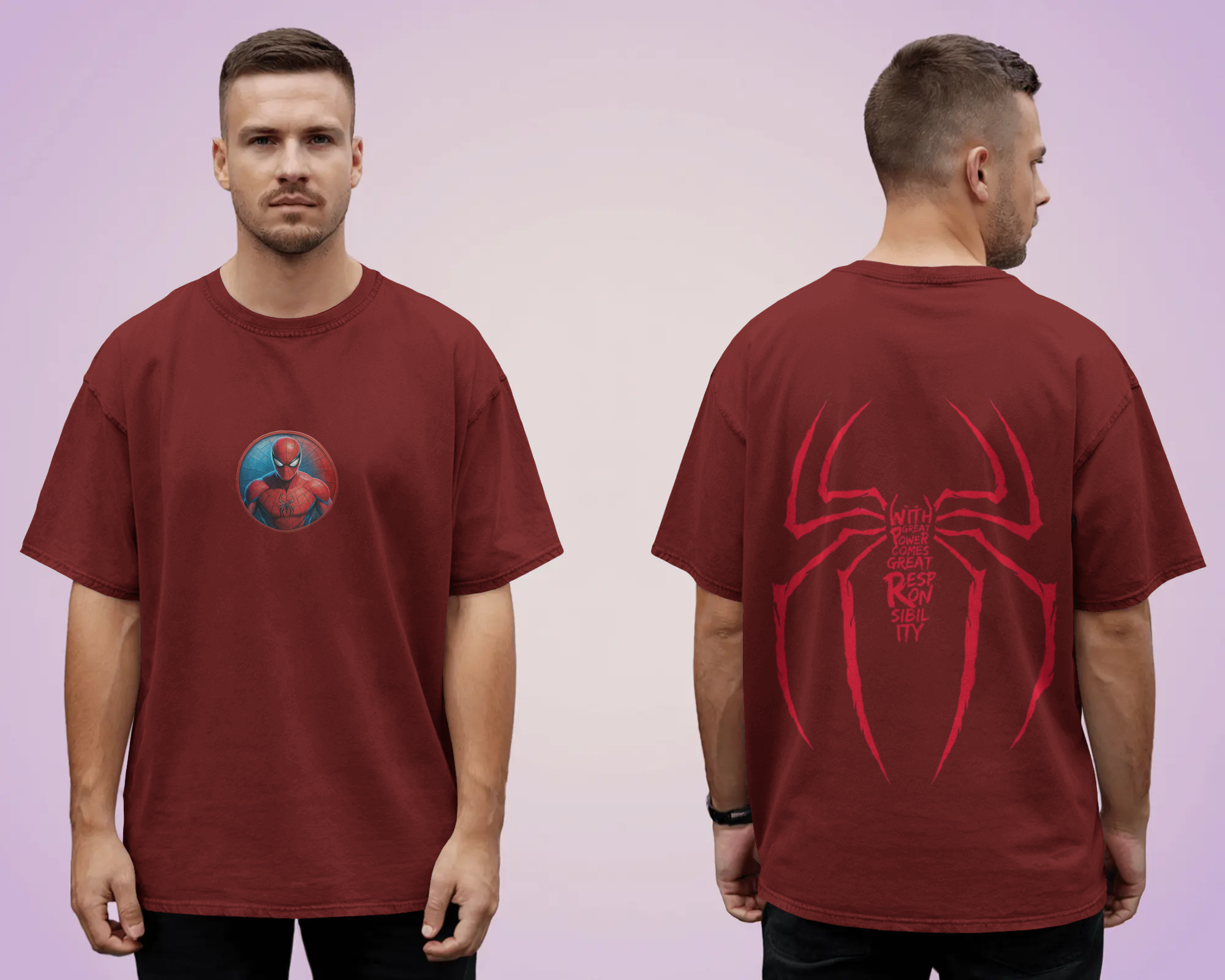 Marvel's The Great Power Men's Oversized Classic T-shirt | Teeyatra