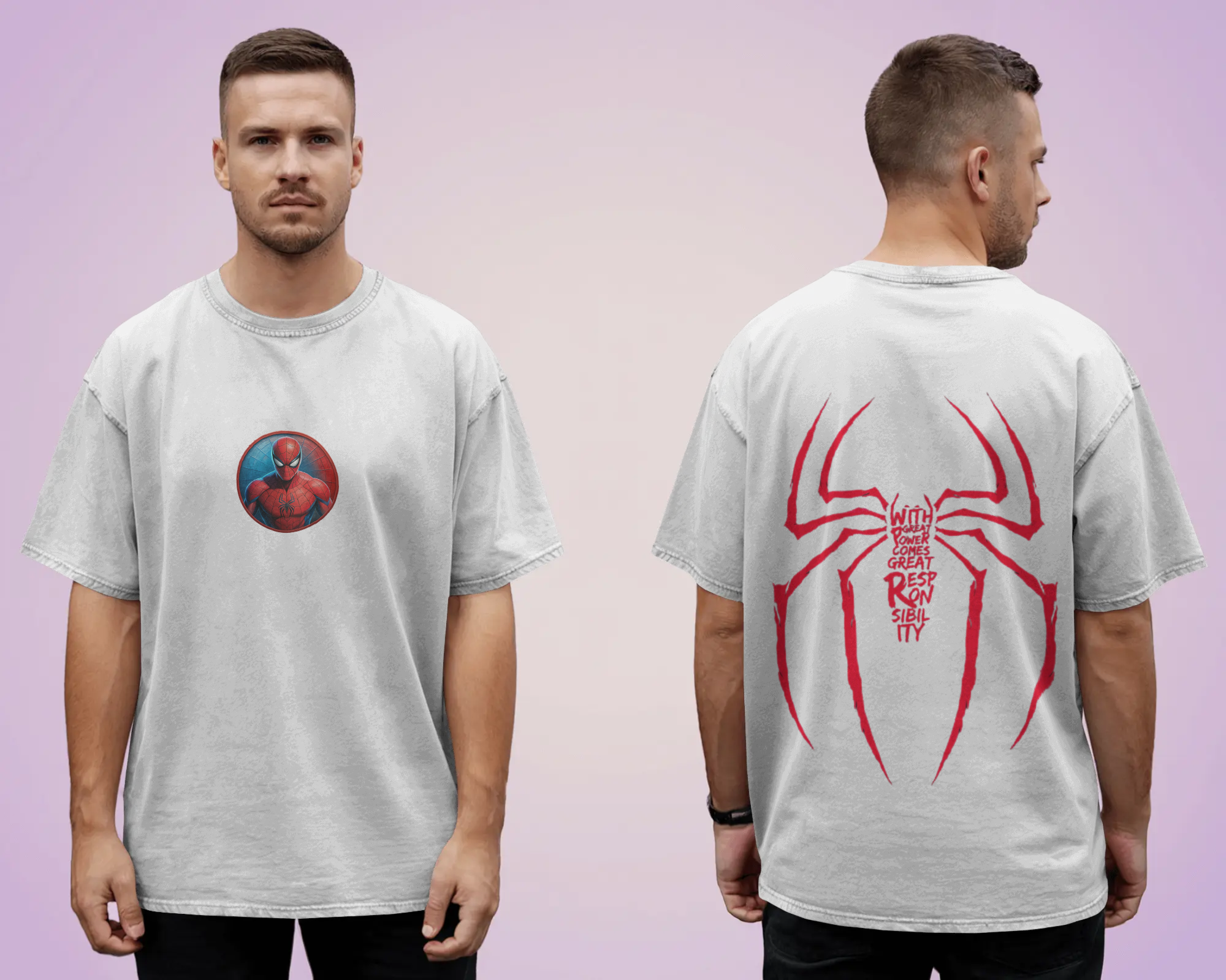 Marvel's The Great Power Men's Oversized Classic T-shirt | Teeyatra