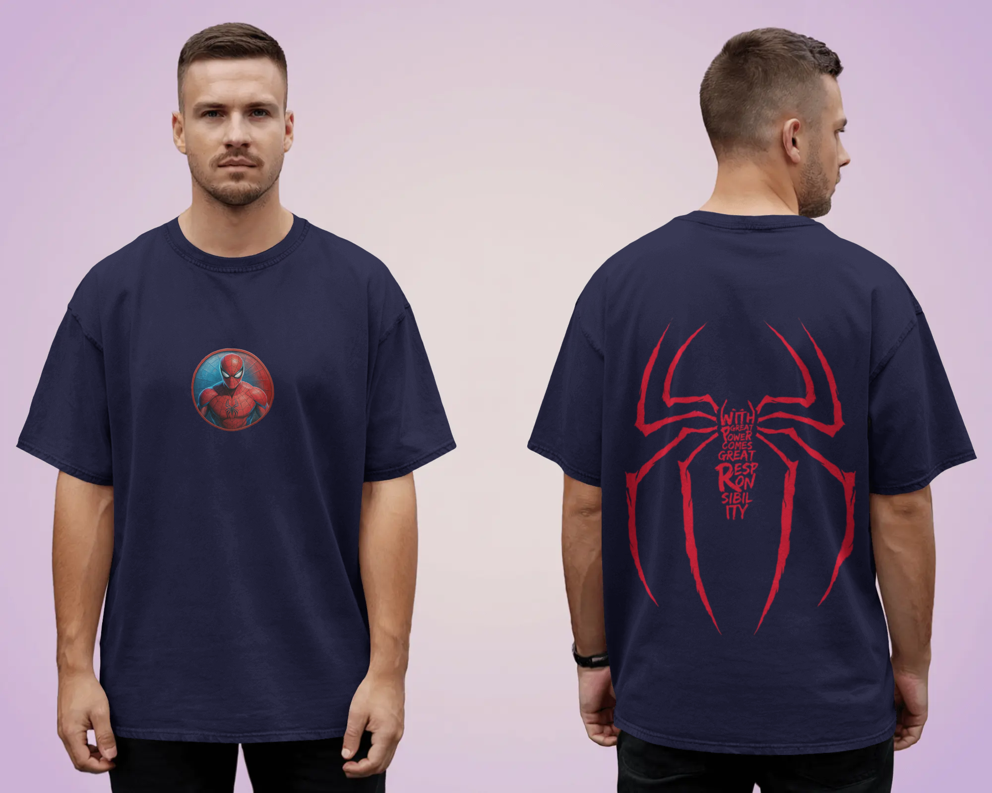 Marvel's The Great Power Men's Oversized Classic T-shirt | Teeyatra
