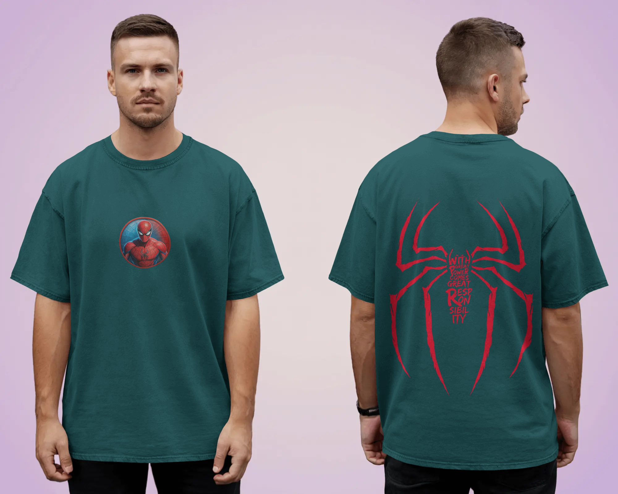Marvel's The Great Power Men's Oversized Classic T-shirt | Teeyatra