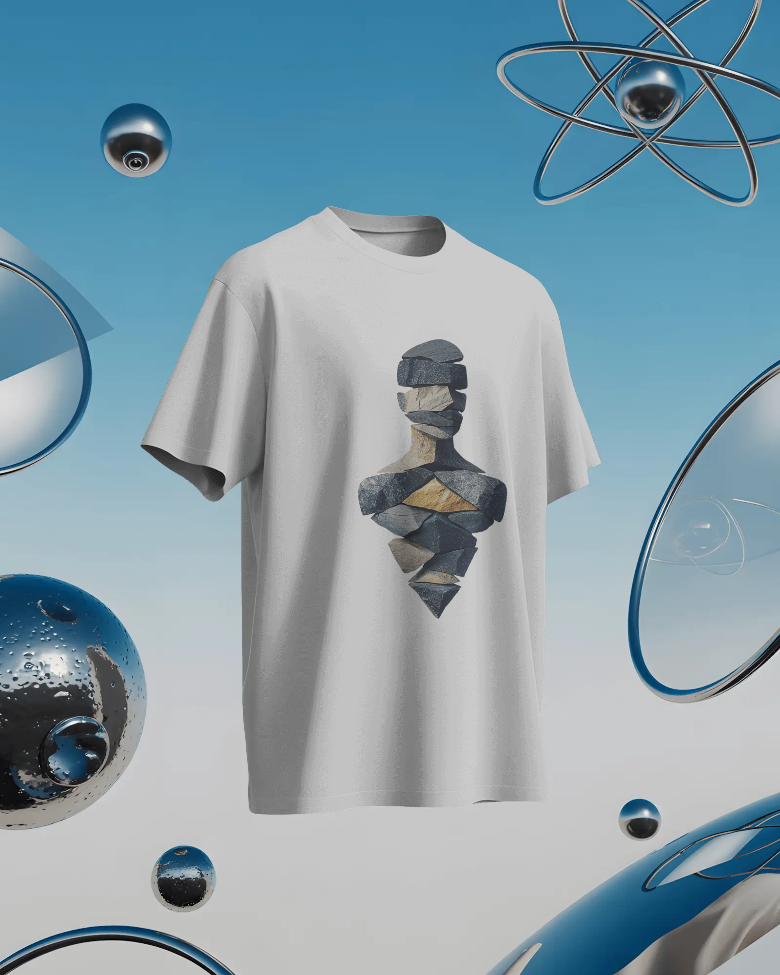 Geometric Layered Art Ladies Classic Crew T-Shirt | Teeyatra | Abstract