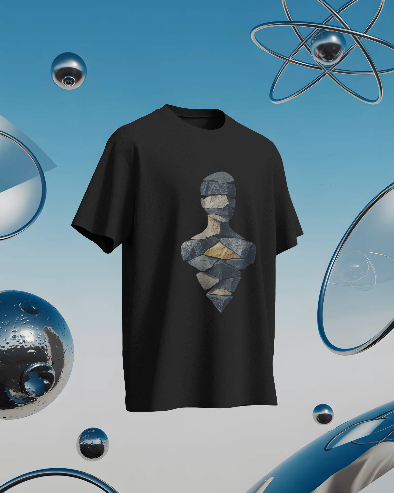 Geometric Layered Art Ladies Classic Crew T-Shirt | Teeyatra | Abstract
