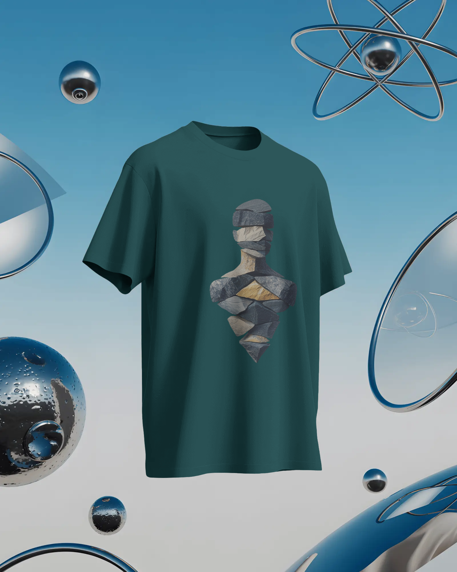 Geometric Layered Art Ladies Classic Crew T-Shirt | Teeyatra | Abstract