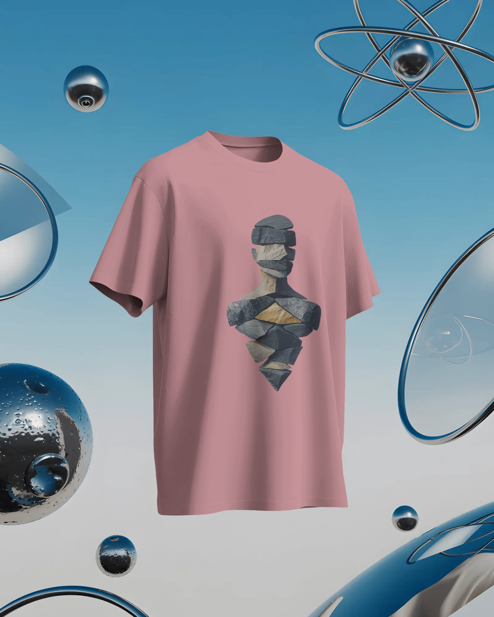 Geometric Layered Art Ladies Classic Crew T-Shirt | Teeyatra | Abstract