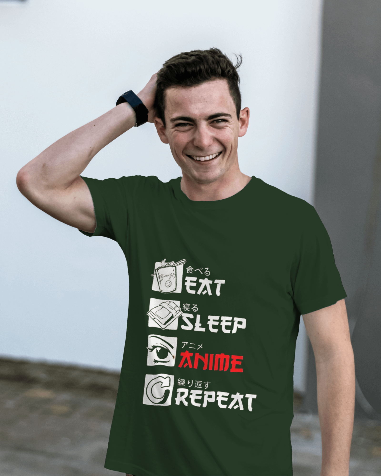 TEEYATRA Originals: Eat Sleep Anime Repeat Men's Classic Crew T-Shirt | Teeyatra