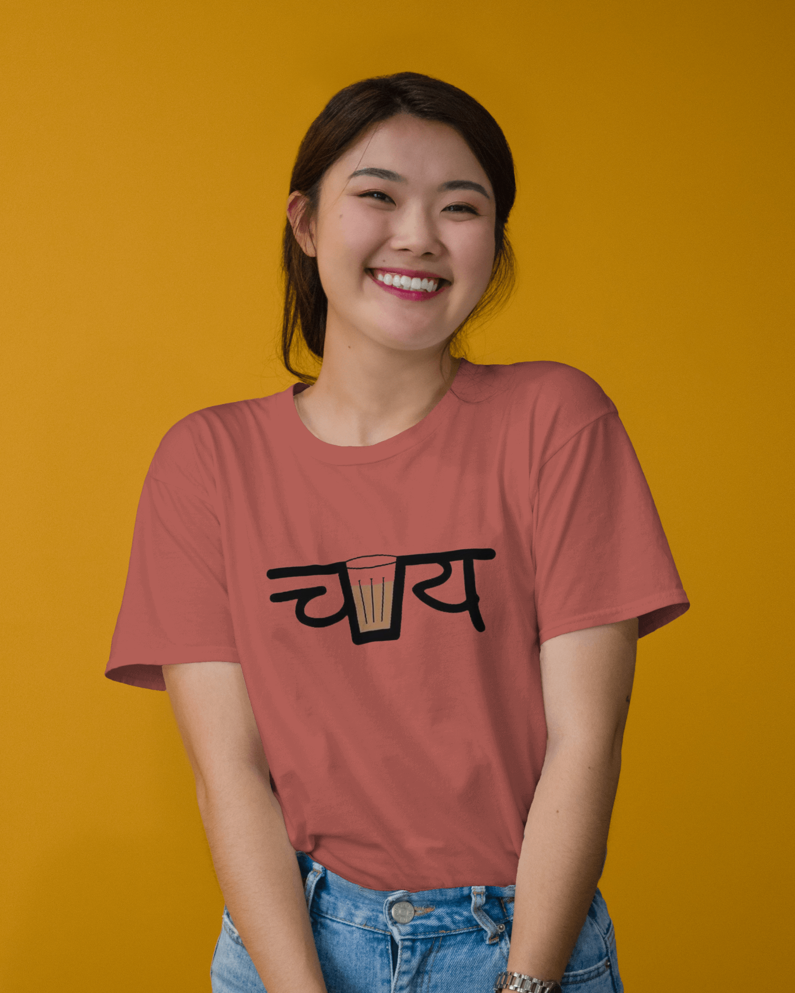 Life is Brew-tiful with Chai Ladies Classic Crew T-Shirt | Teeyatra | Abstract