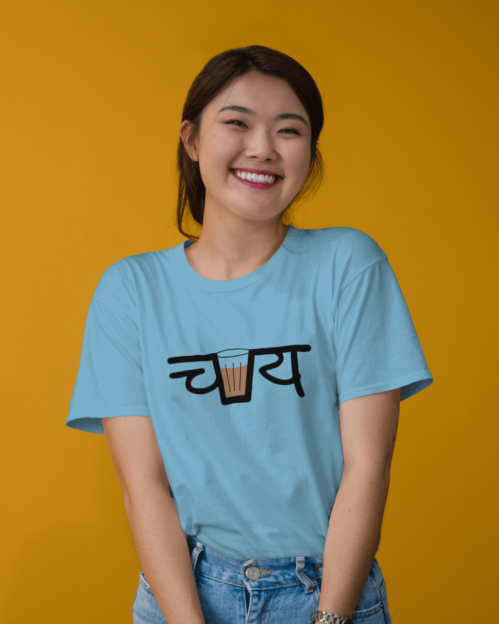 Life is Brew-tiful with Chai Ladies Classic Crew T-Shirt | Teeyatra | Abstract