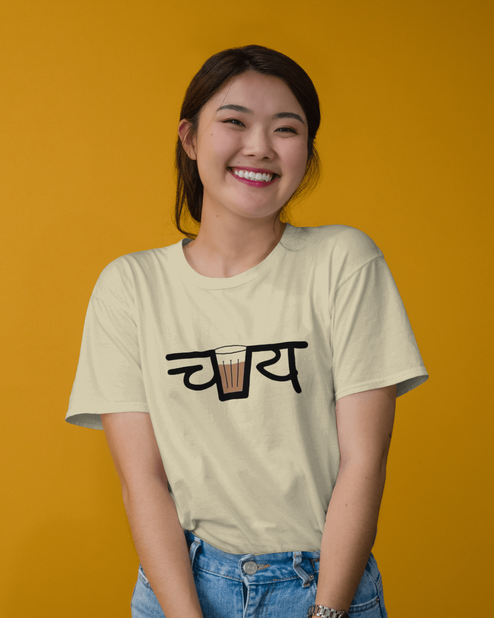 Life is Brew-tiful with Chai Ladies Classic Crew T-Shirt | Teeyatra | Abstract