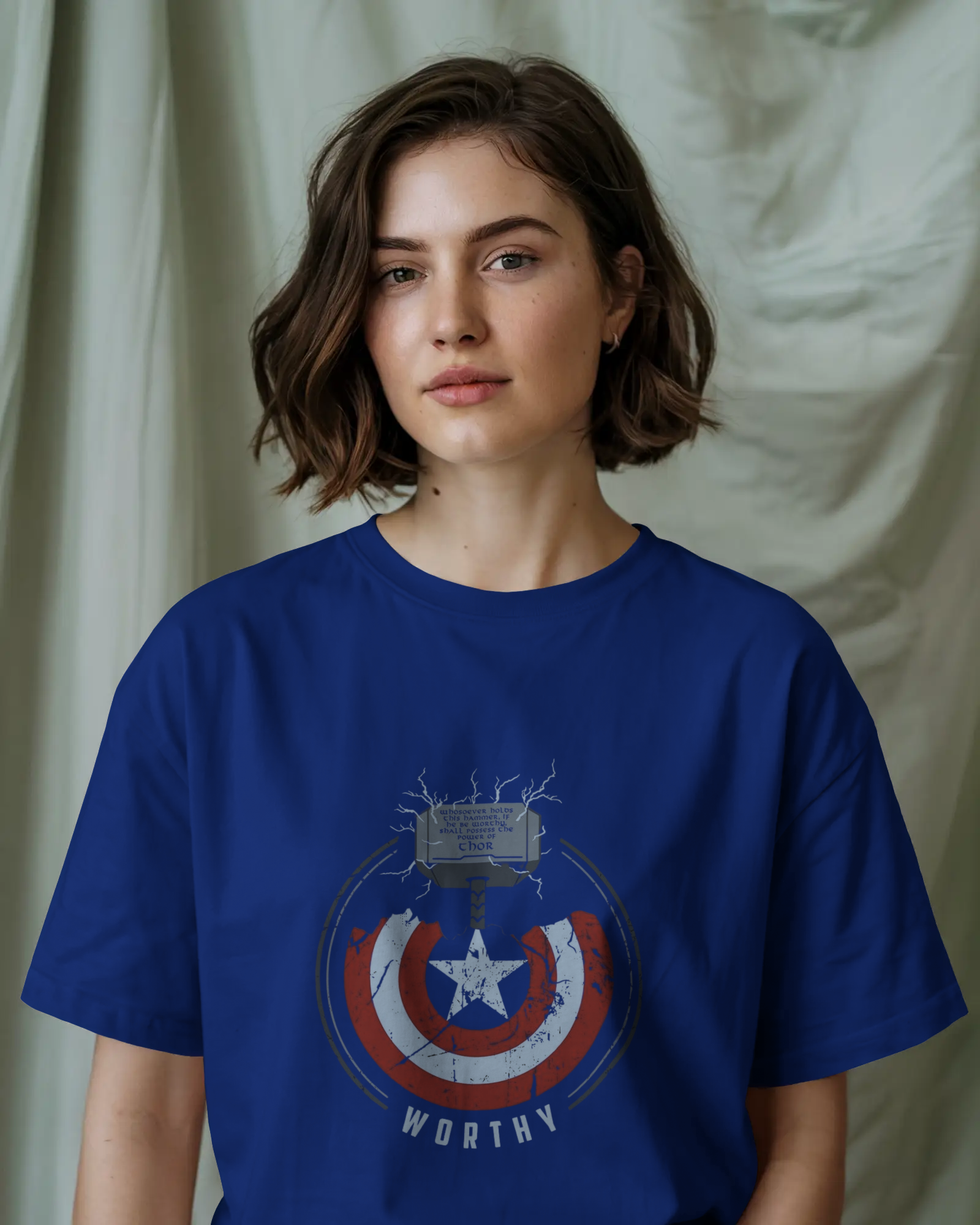 Thor and Captain America "Worthy" Ladies Classic Crew T-Shirt | Teeyatra | Marvel