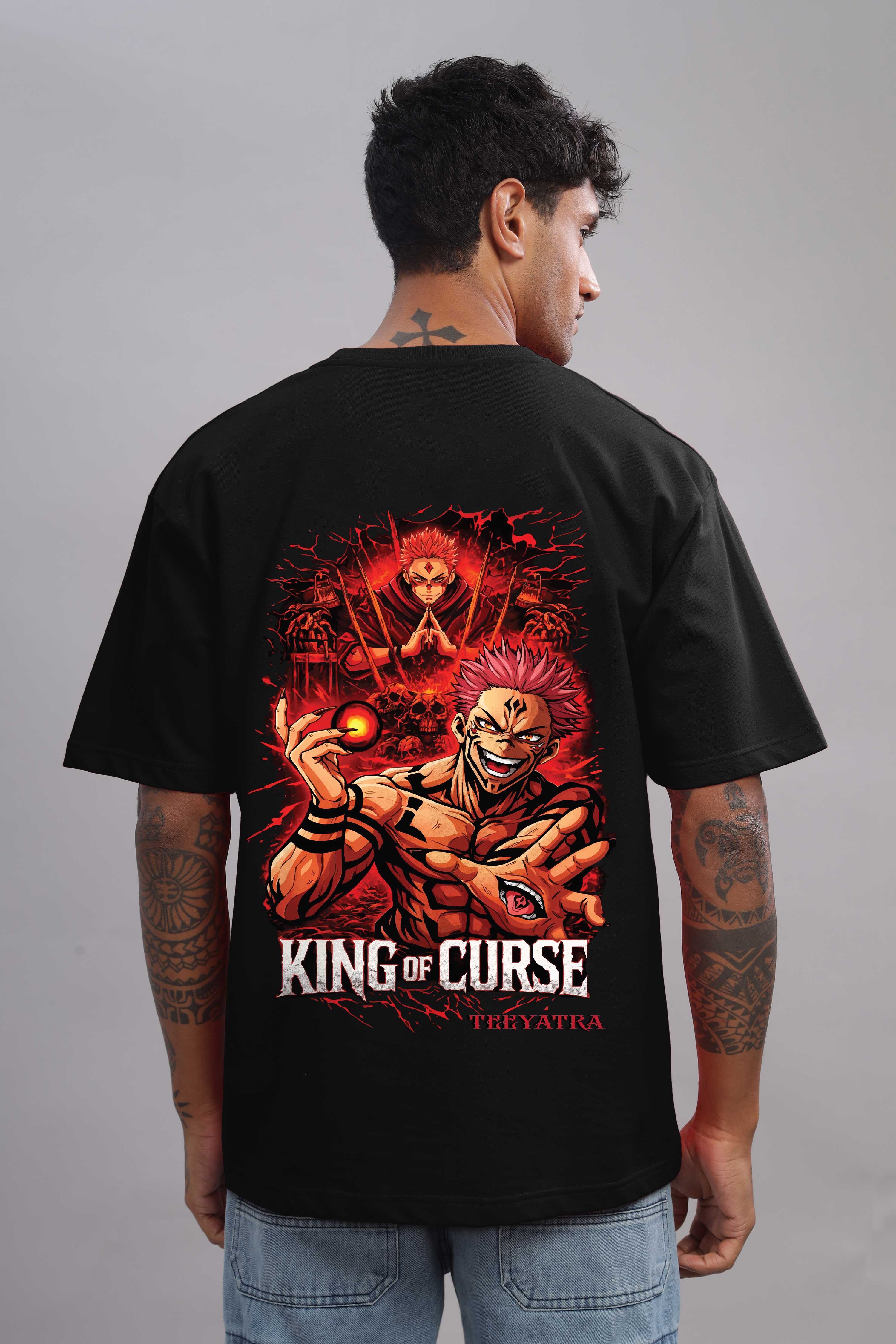 King of Curse Anime Oversized T-Shirt – 240 GSM French Terry | Premium DTF Back Print | Unisex Streetwear