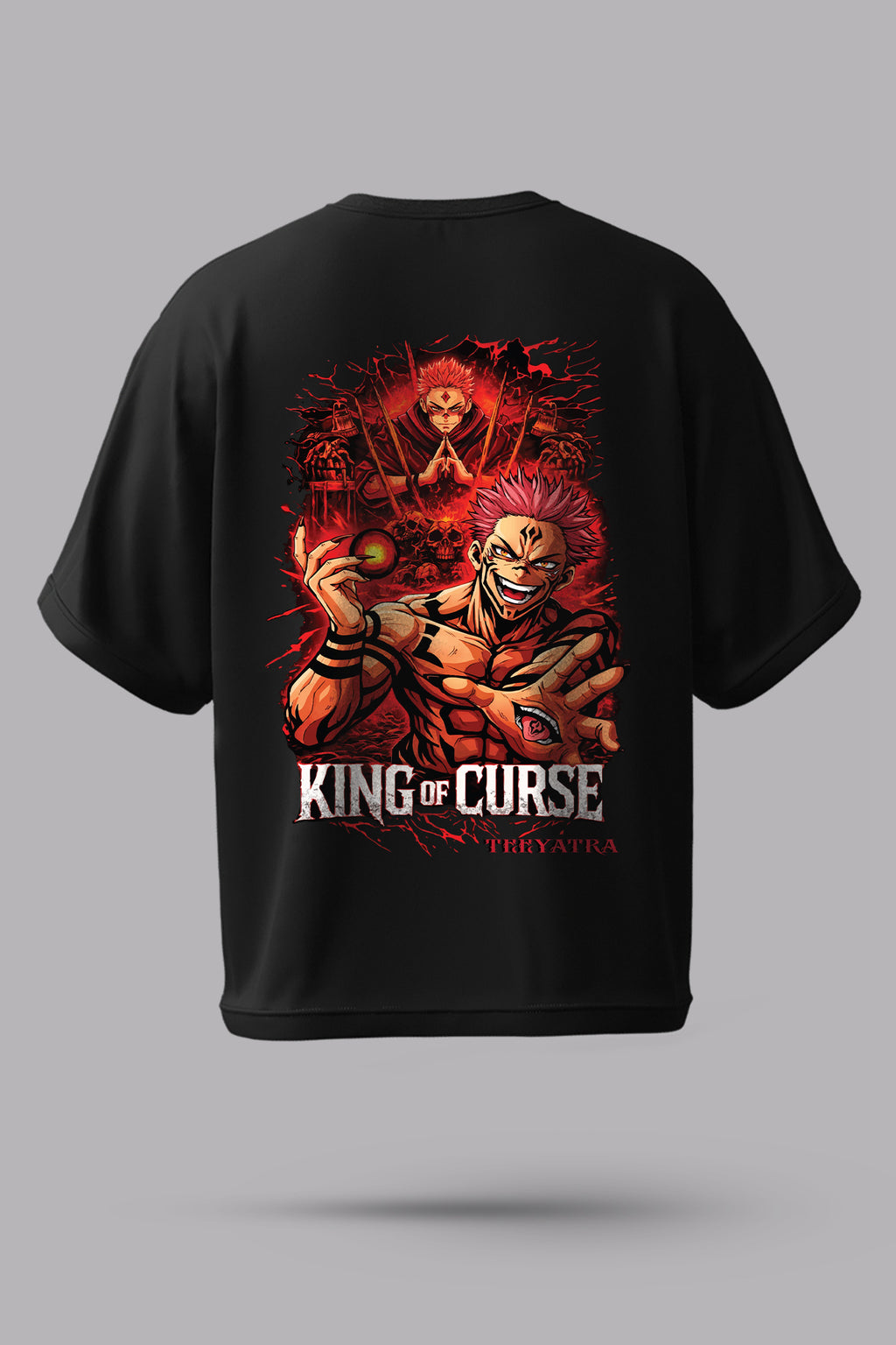 King of Curse Anime Oversized T-Shirt – 240 GSM French Terry | Premium DTF Back Print | Unisex Streetwear