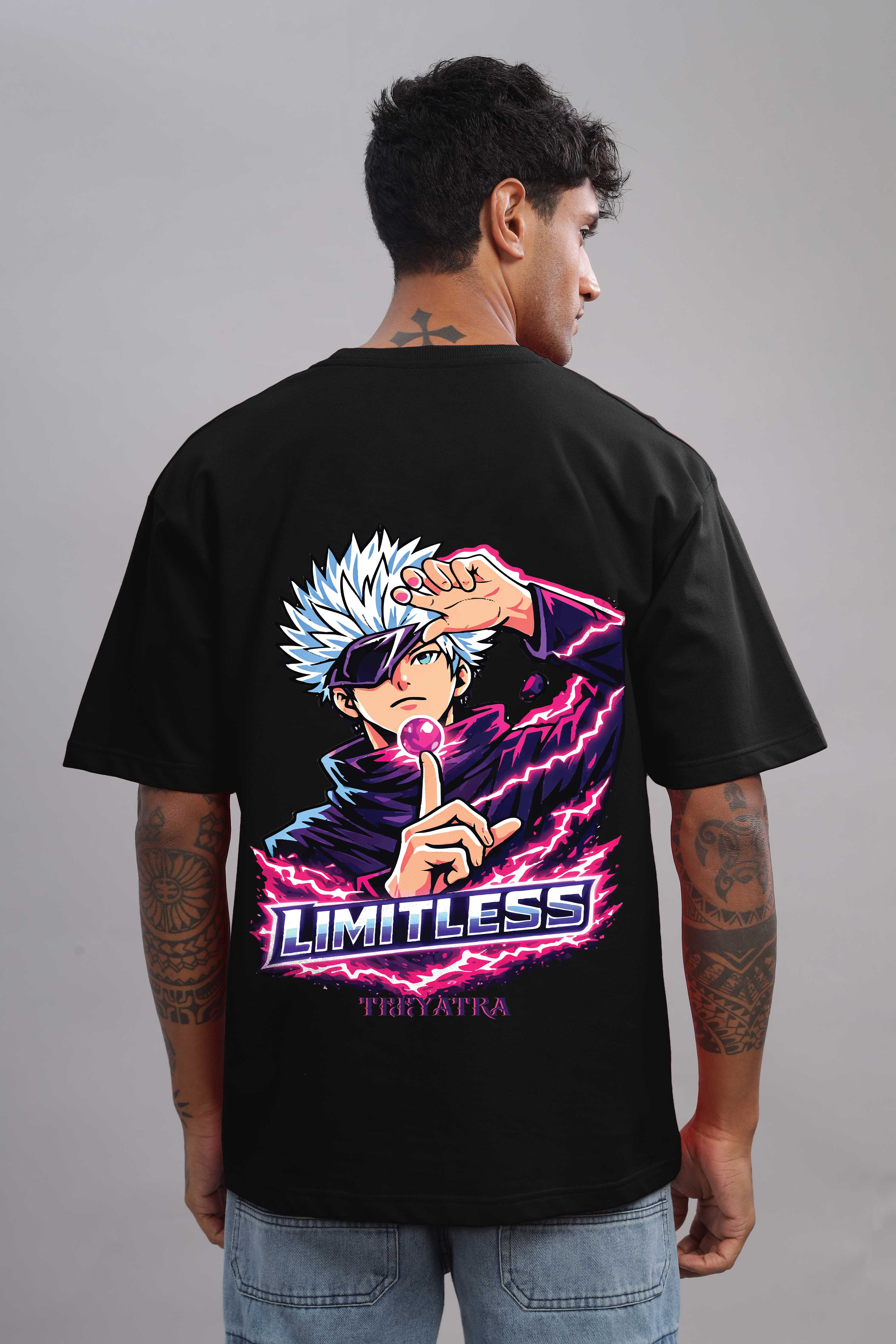 Limitless Anime Oversized T-Shirt – 240 GSM French Terry | Premium DTF Back Print | Unisex Streetwear